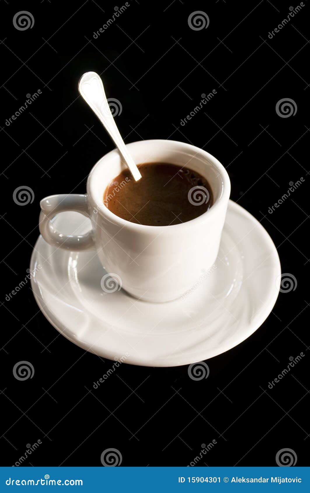 Cup of coffee with spoon stock image. Image of food, macro 15904301