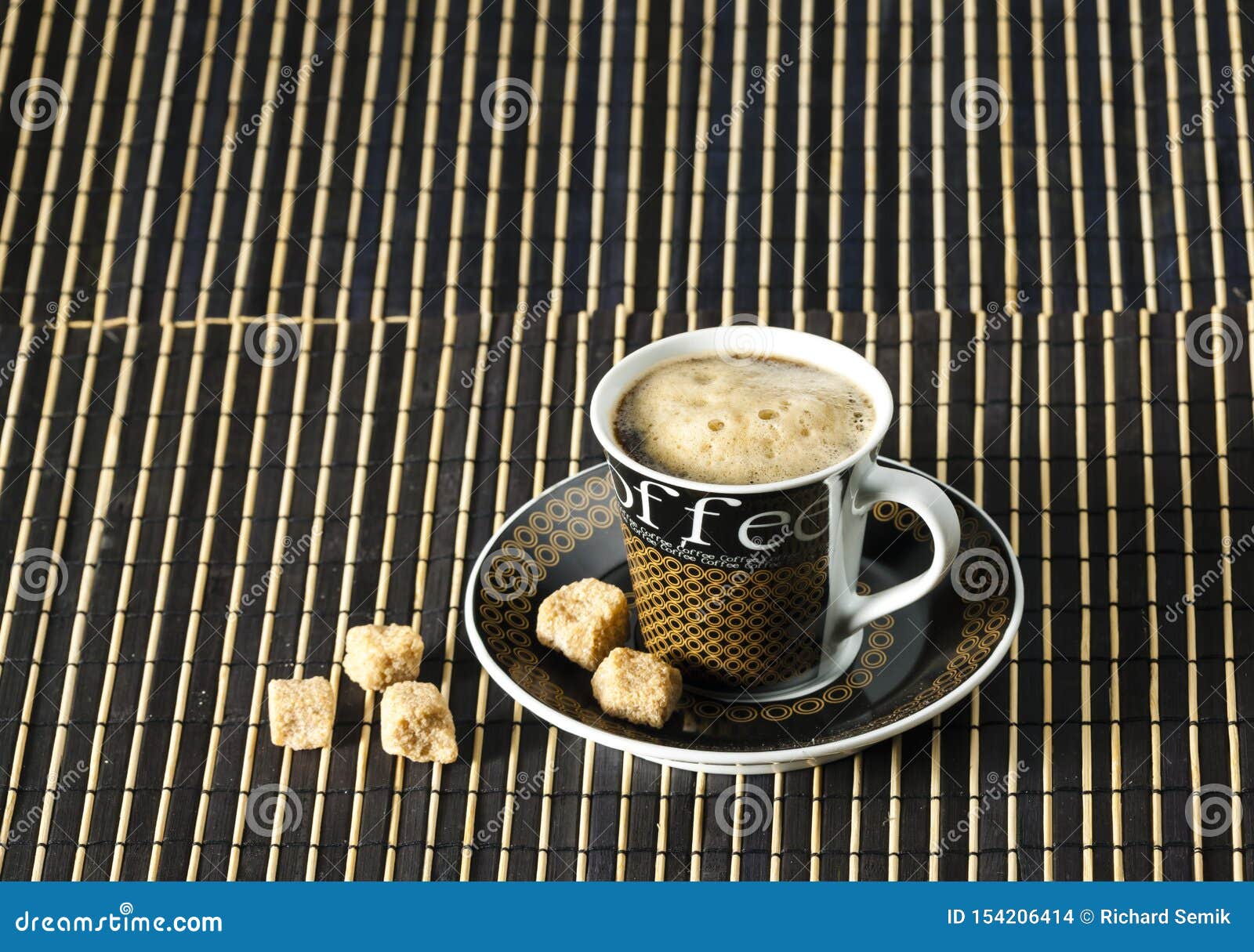 Cup of coffee with sugar stock photo. Image of saucer 154206414
