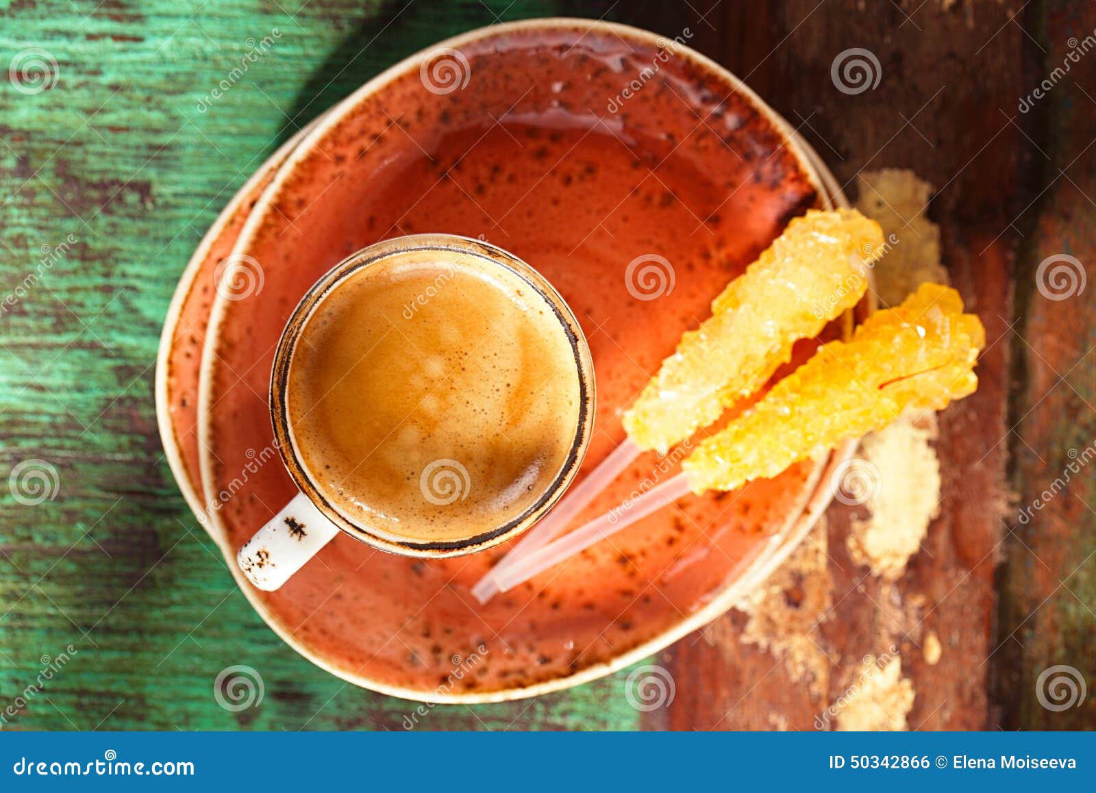A Cup of Coffee with Sugar Sticks on Wood Stock Photo Image of fresh, coffe 50342866