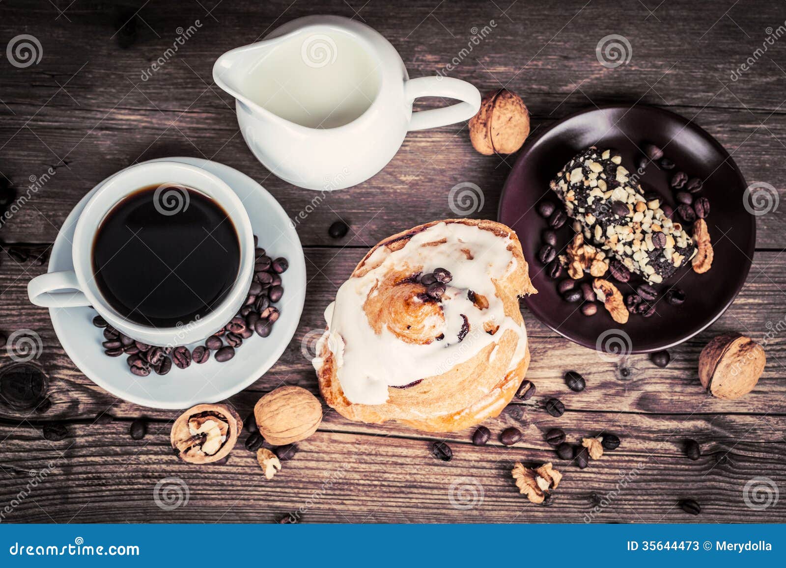 Cup of coffee and sweets stock image. Image of aroma 35644473