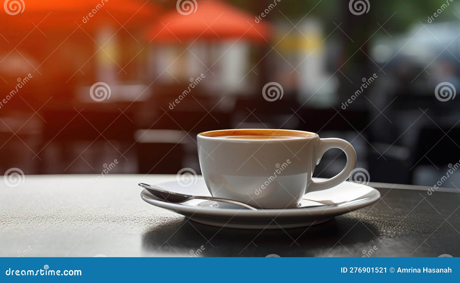 A Cup of Coffee on a Table in a Cafe at Lunchtime at Work. Generative