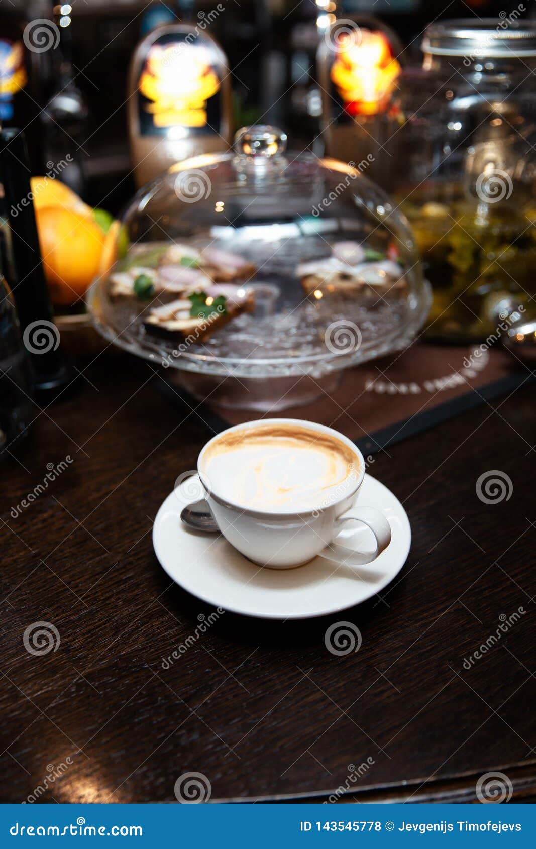 Cup of Coffee on Table in Coffee Shop Cafe Stock Photo Image of color