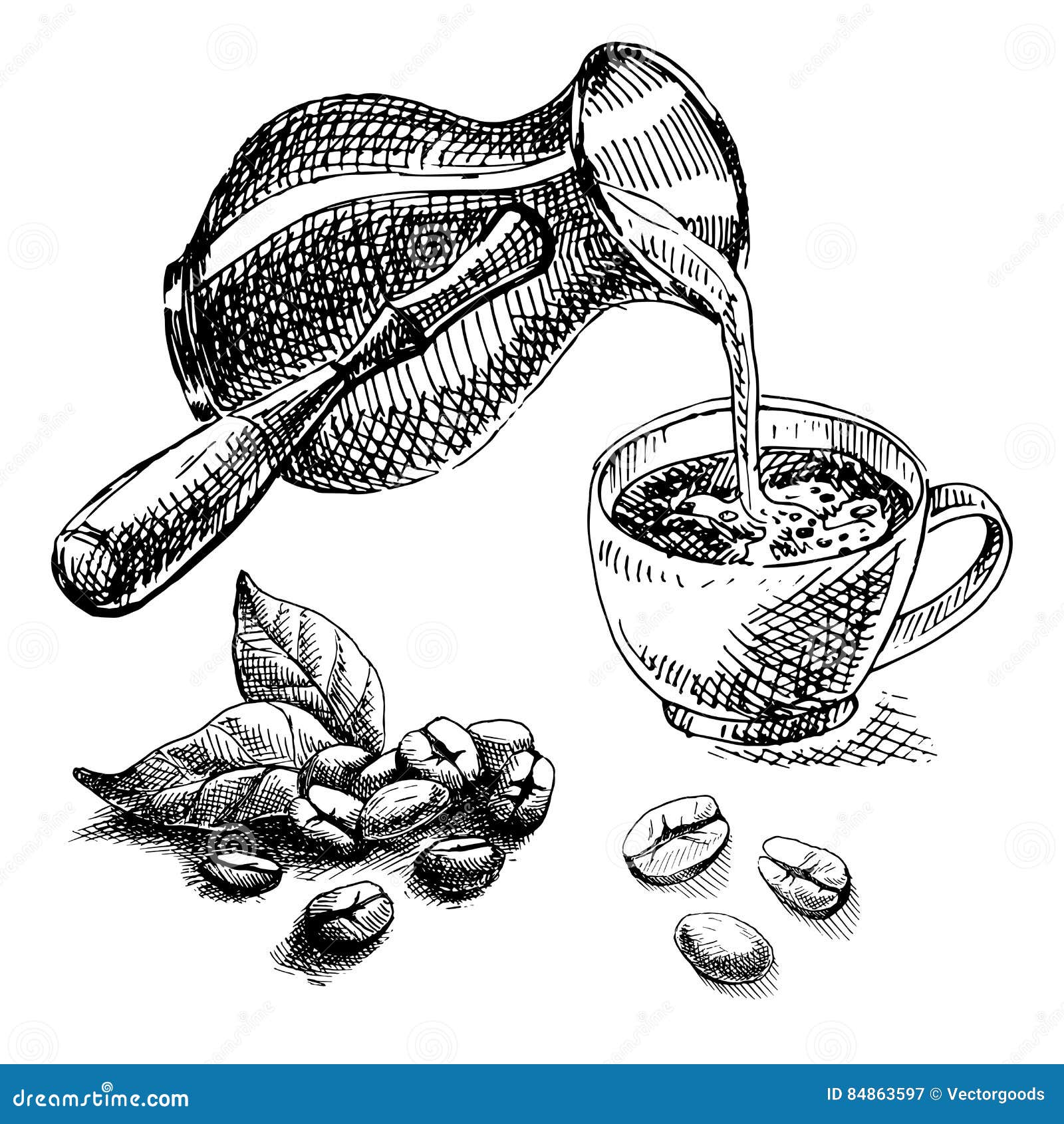 cup and coffee turk and coffee beans