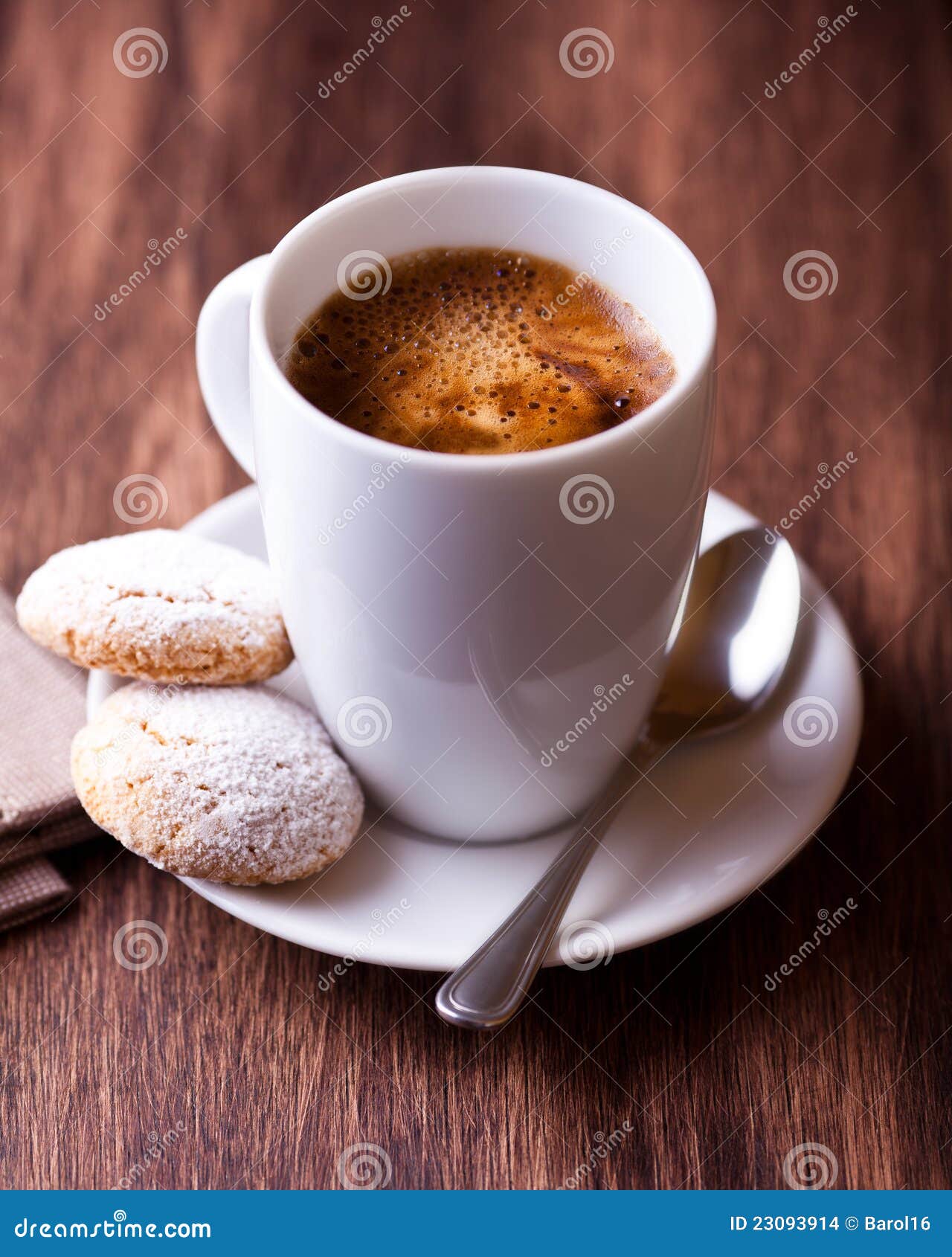 Cup of Coffee and Two Biscotti Stock Photo Image of froth, cookies