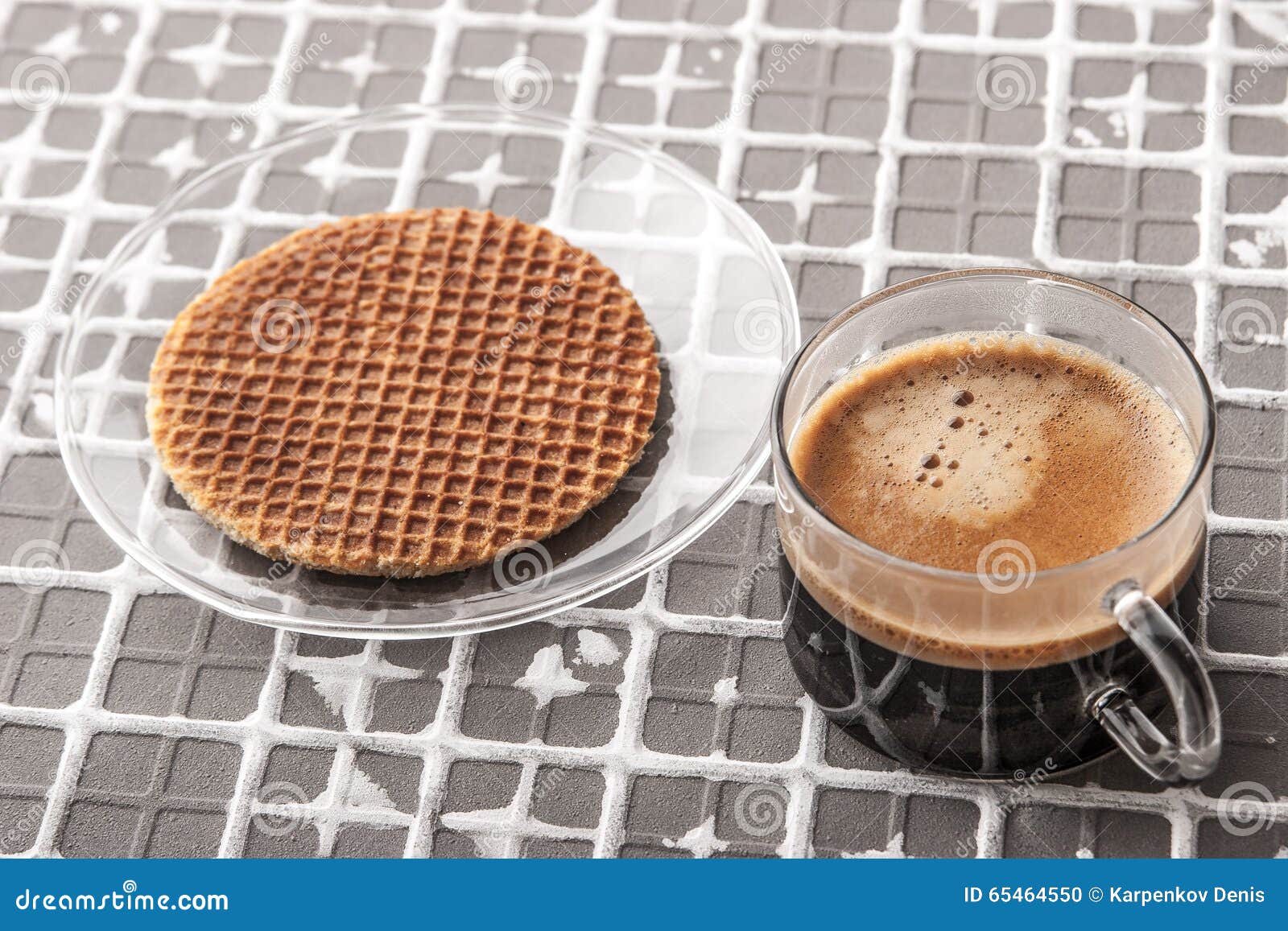 Cup of Coffee with Wafer on the Relief Background Horizontal Stock