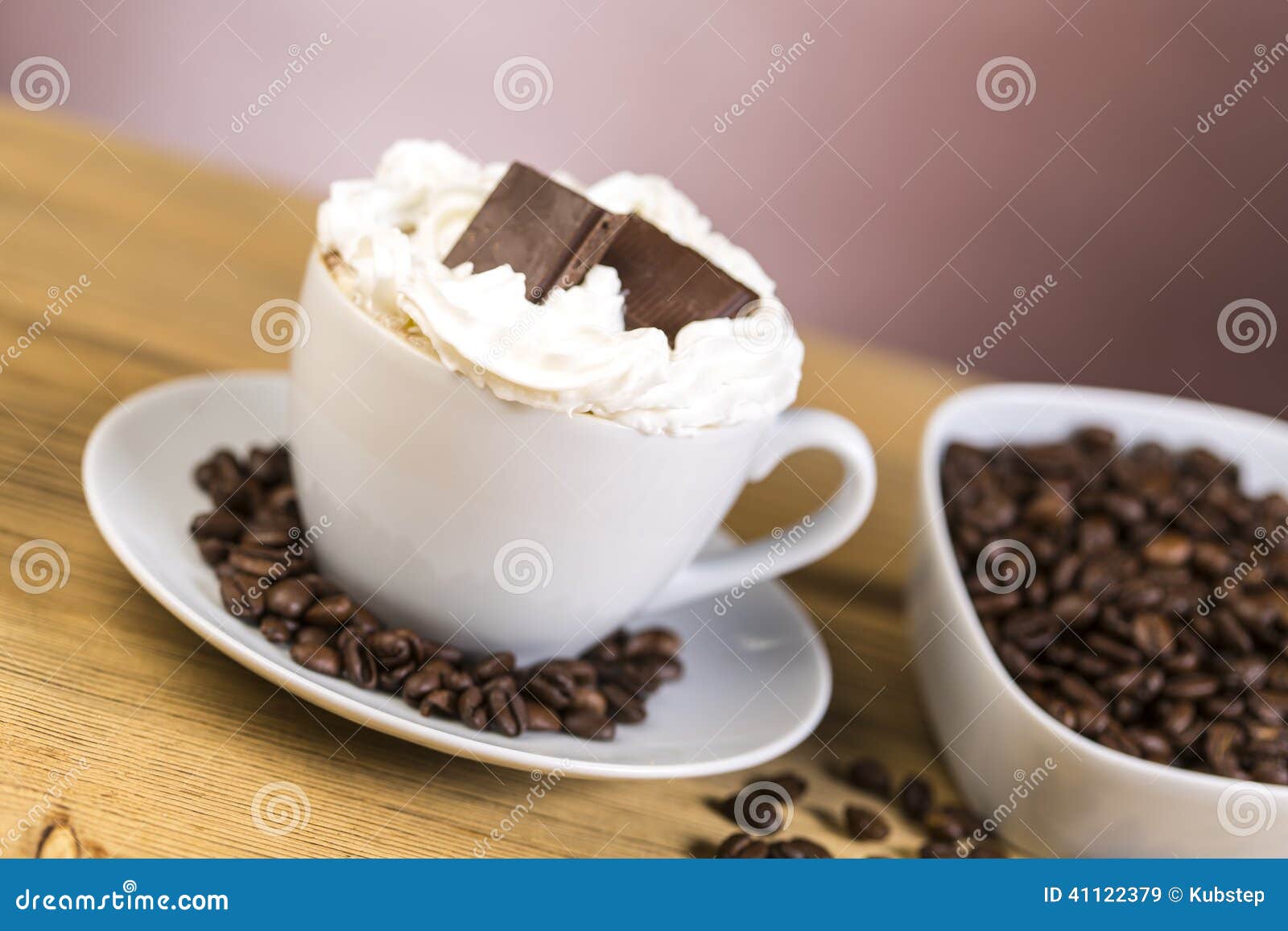 Cup of Coffee with Whipped Cream and Chocolate Stock Image Image of
