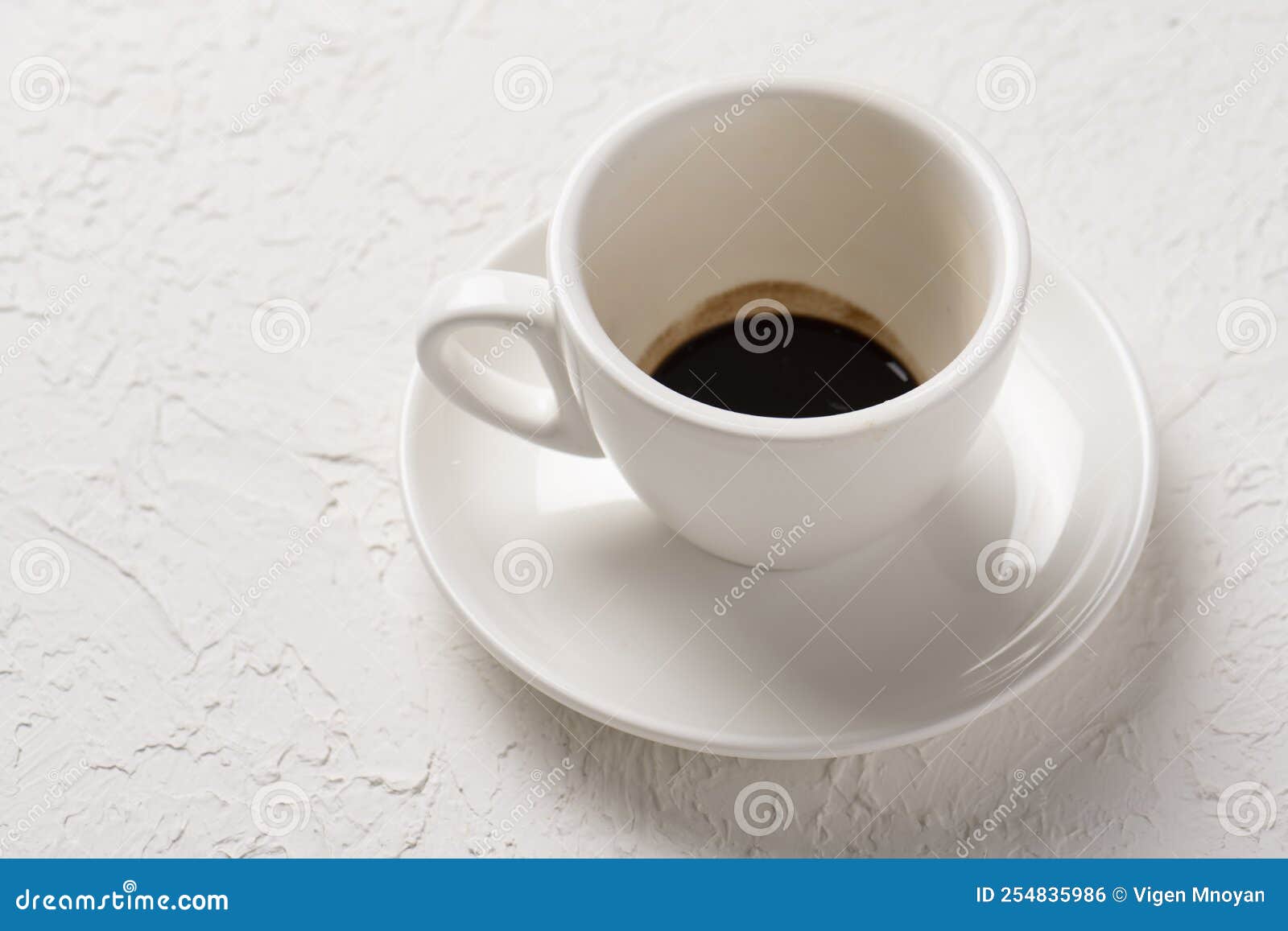 Cup of Coffee on White Tabletop Stock Photo Image of fresh, closeup