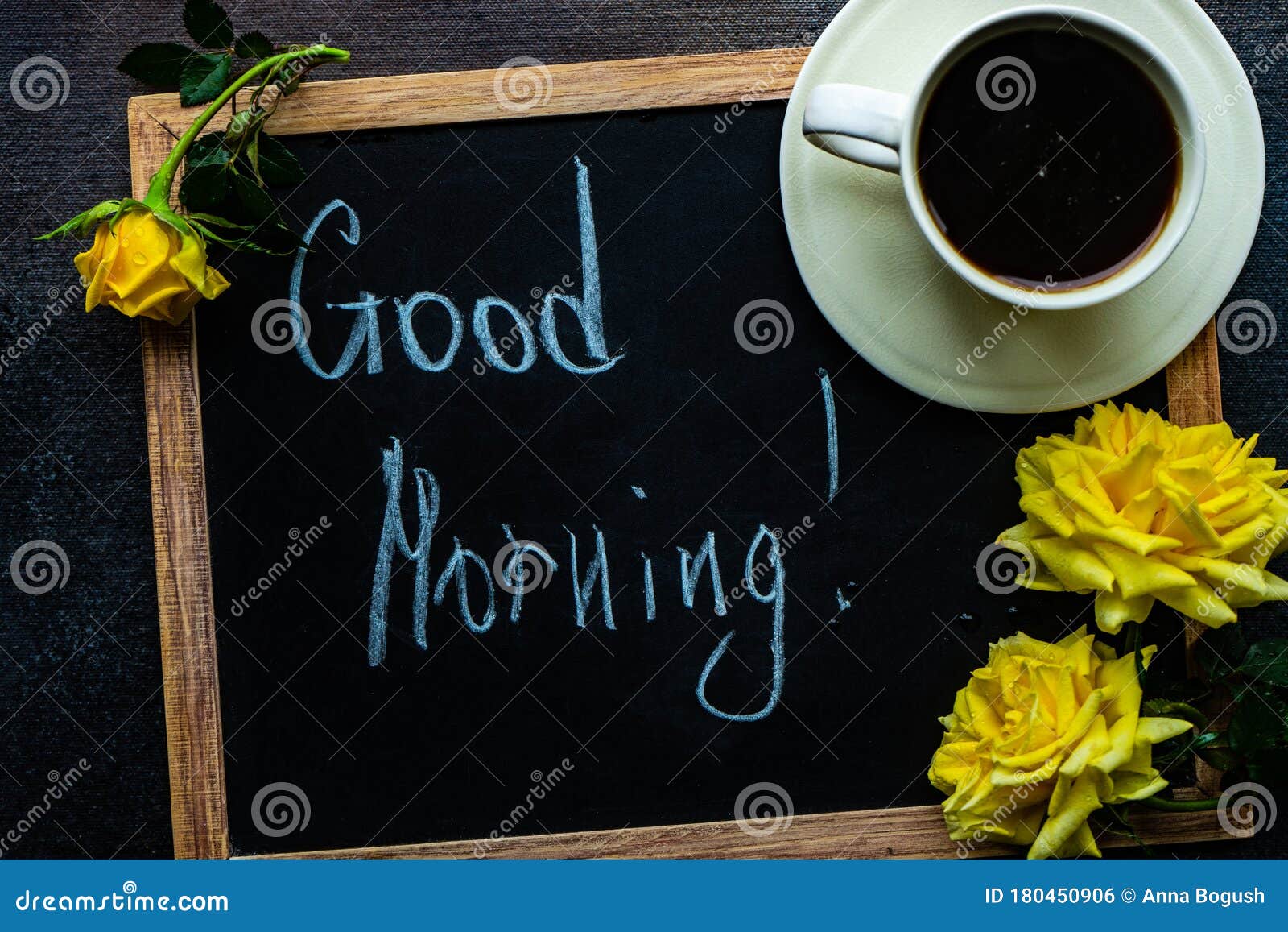 Cup of Coffee and Yellow Roses Stock Photo - Image of setting ...