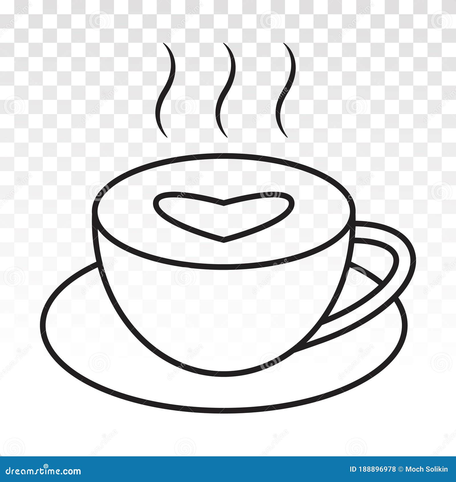 A Cup of Espresso or Coffee Latte Line Art Vector Icon for Apps or
