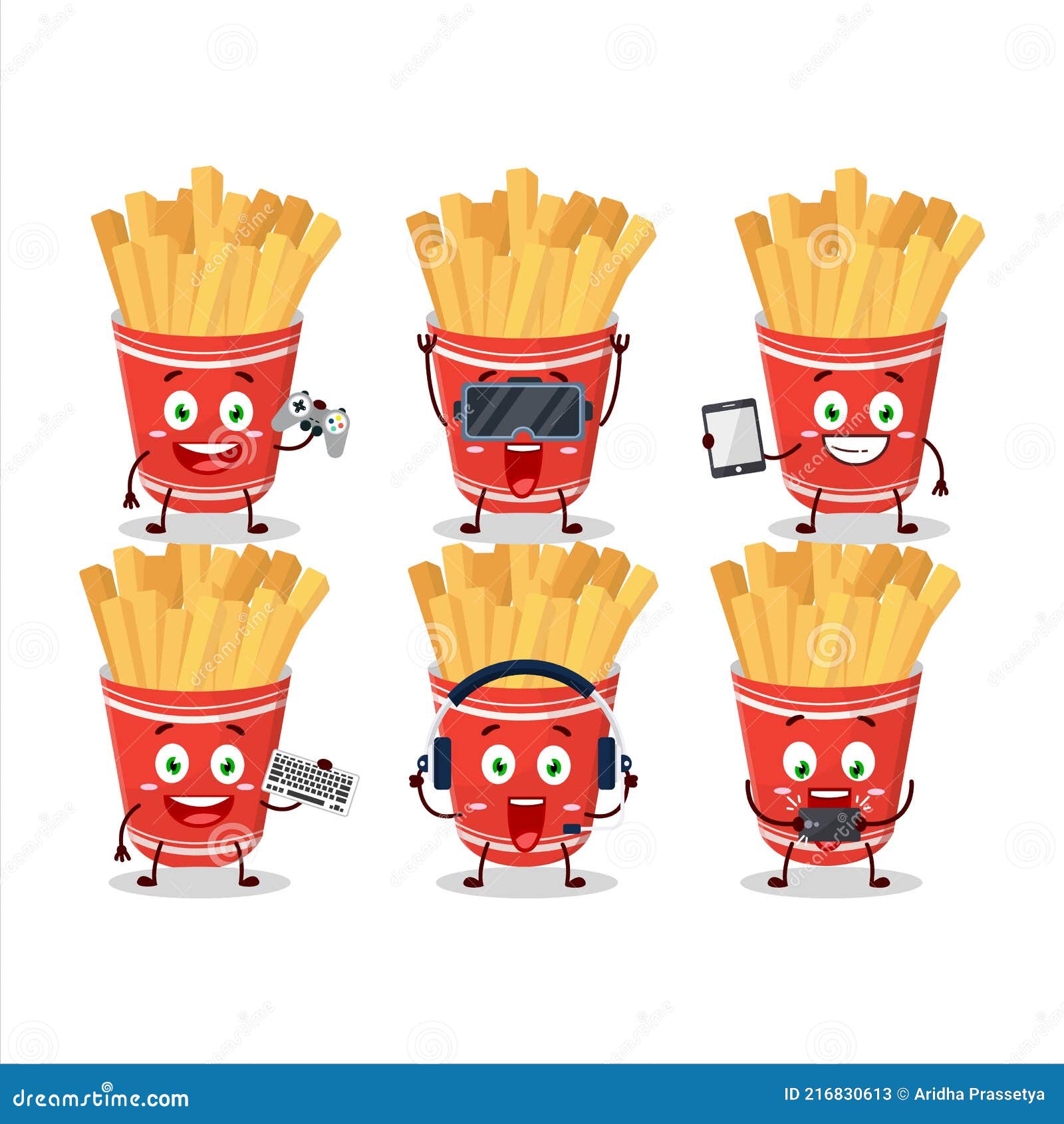 Cup of French Fries Cartoon Character are Playing Games with Various Cute  Emoticons Stock Vector - Illustration of modern, emotion: 216830613