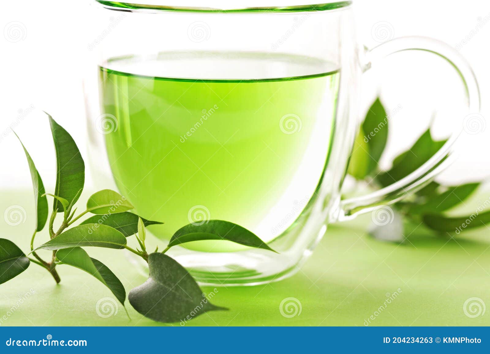 Cup of Fresh Tea, Fresh Tea Leaves Stock Image Image of green