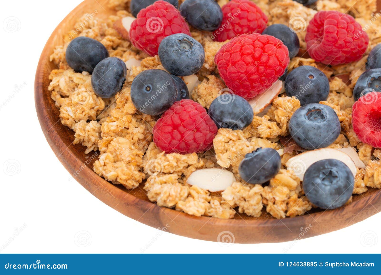 Cup of Granola with Almonds and Fresh Berries Stock Image Image of