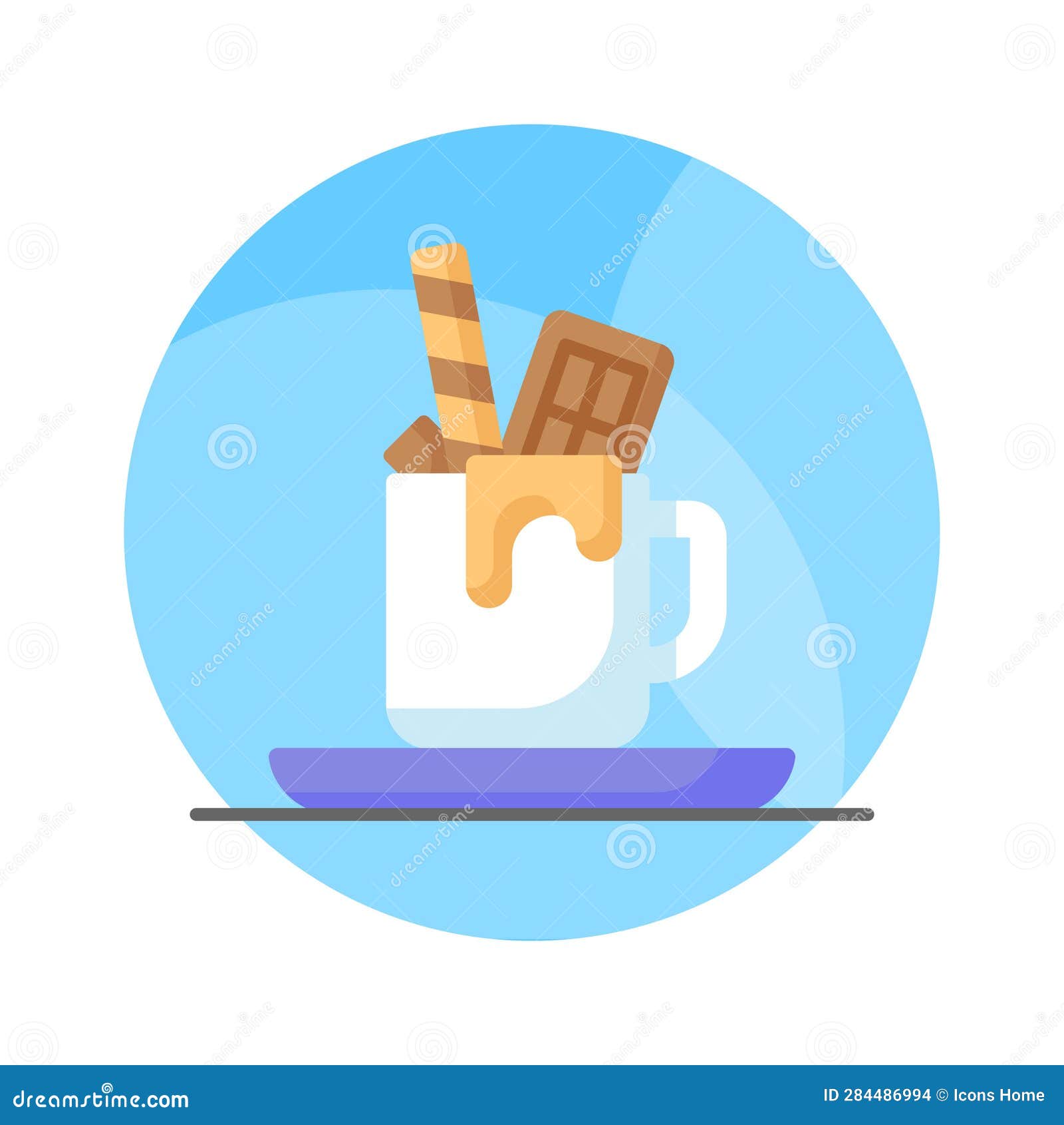 A Cup of Hot Chocolate with Waffle in Modern Style, Ready To Use Vector