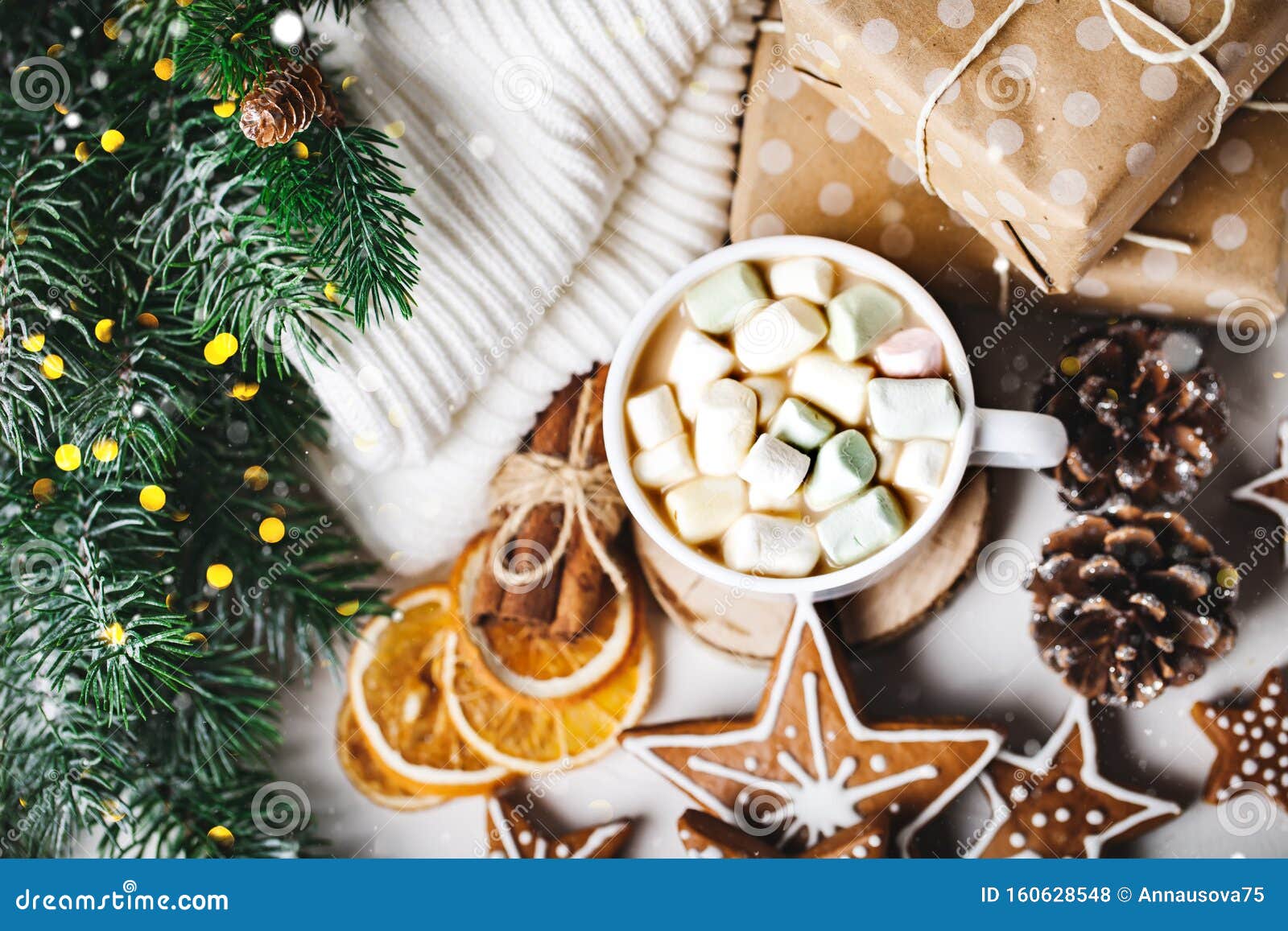 A Cup of Hot Cocoa and Christmas Cookies. Merry Christmas and Happy New ...