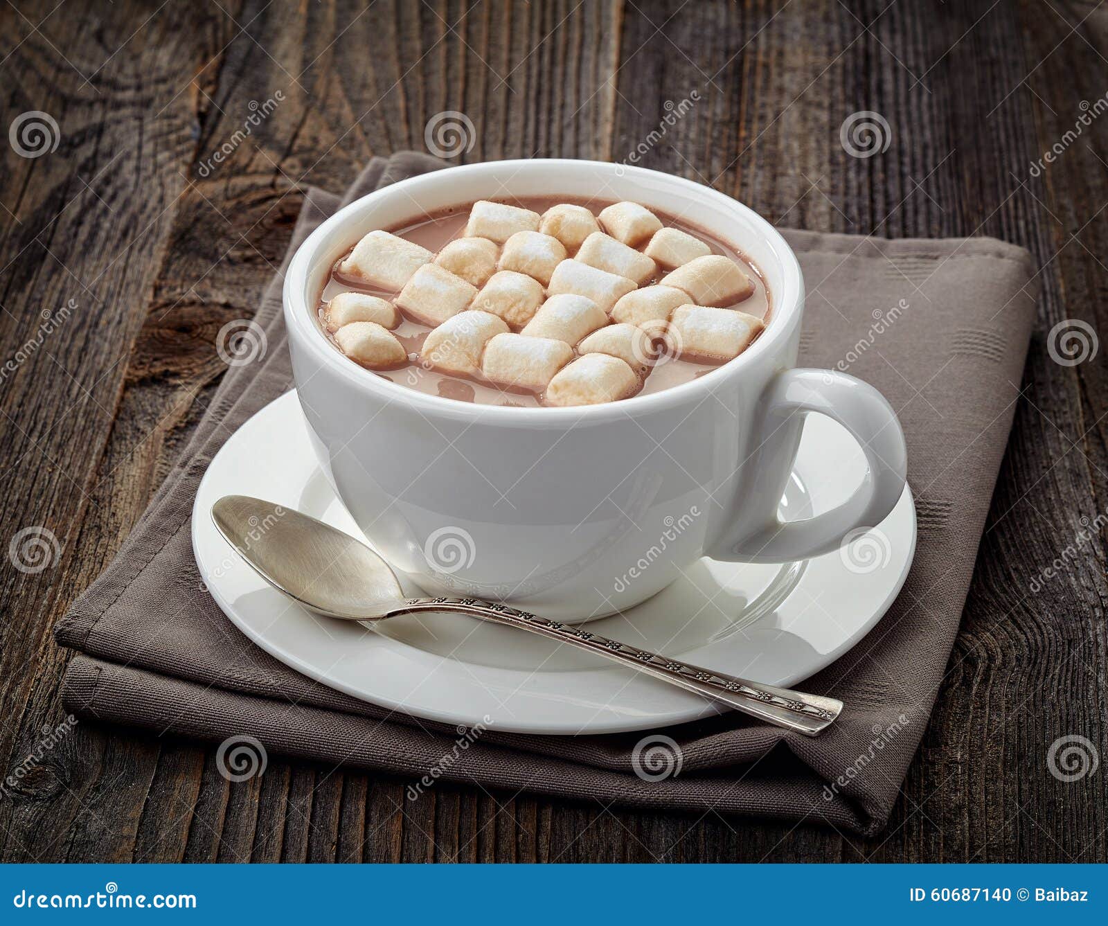 Cup of hot cocoa stock photo. Image of linen, cacao, food - 60687140