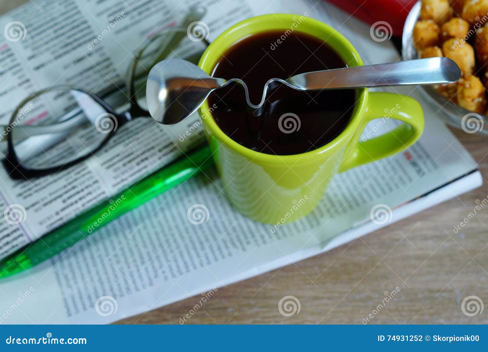 Cup Of Hot Coffee On A Good Day And A Morning Newspaper