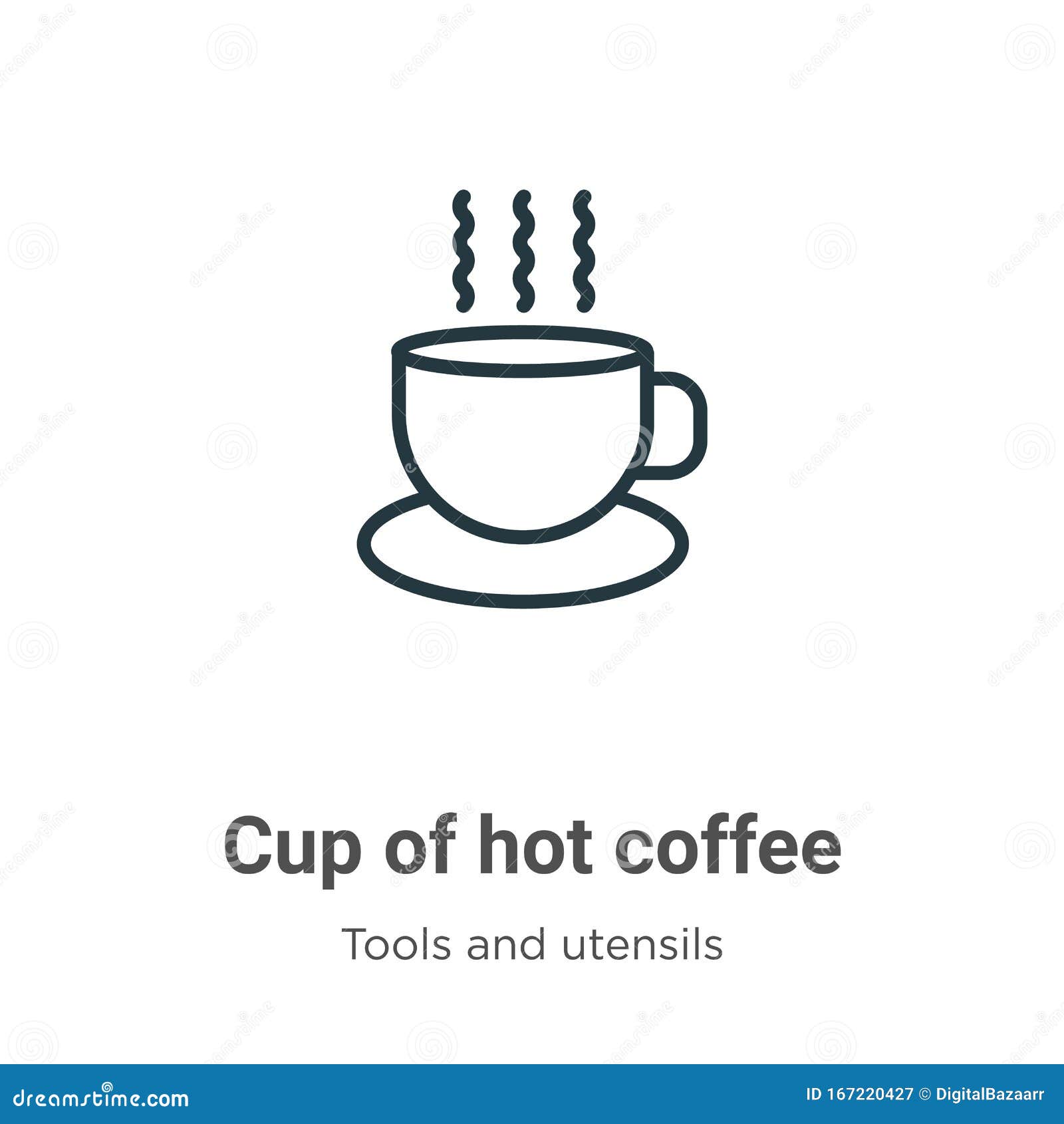 Download Cup Of Hot Coffee Outline Vector Icon. Thin Line Black Cup ...