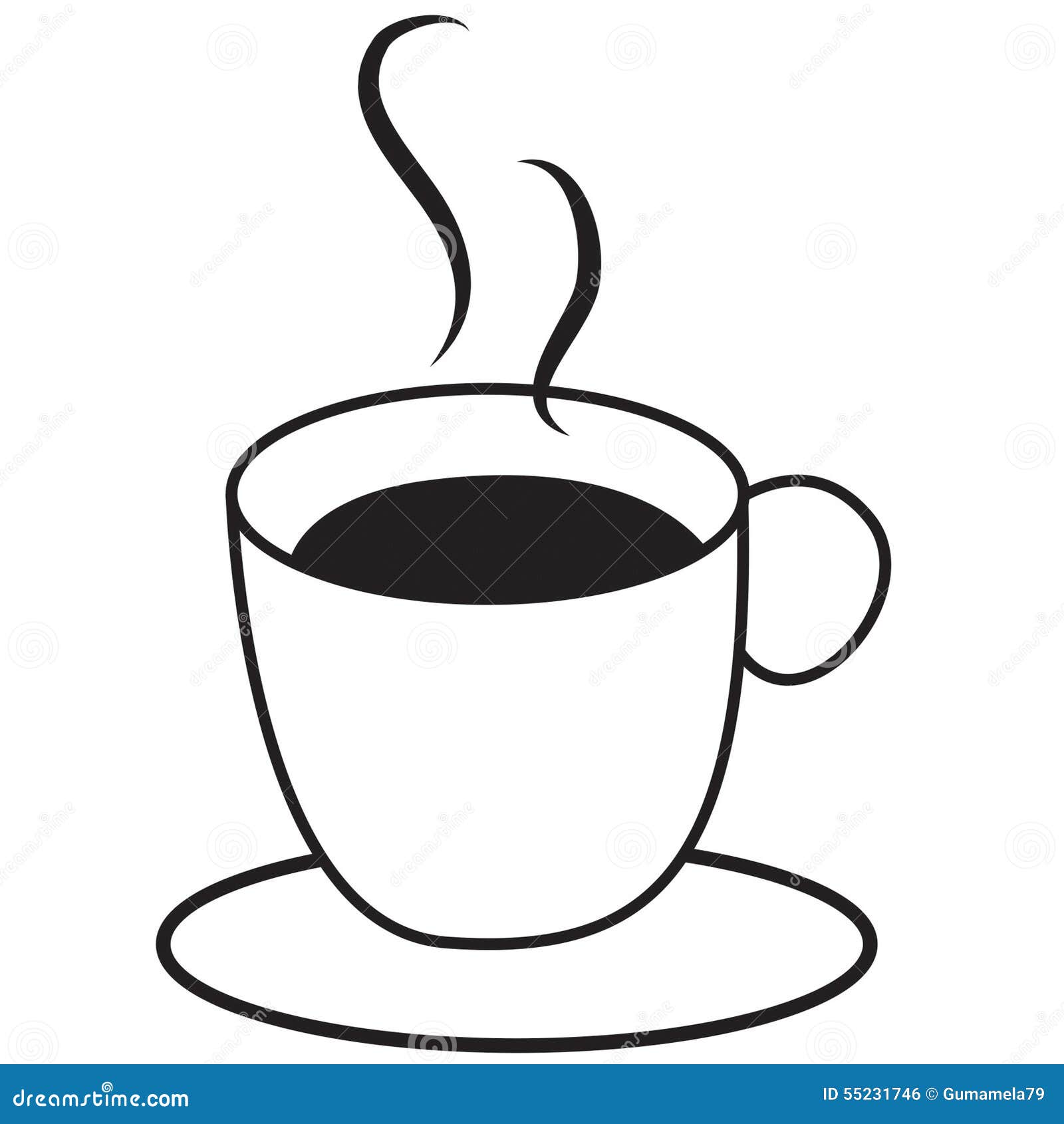 Cup of Hot Coffee with Saucer Stock Illustration Illustration of draw, black 55231746