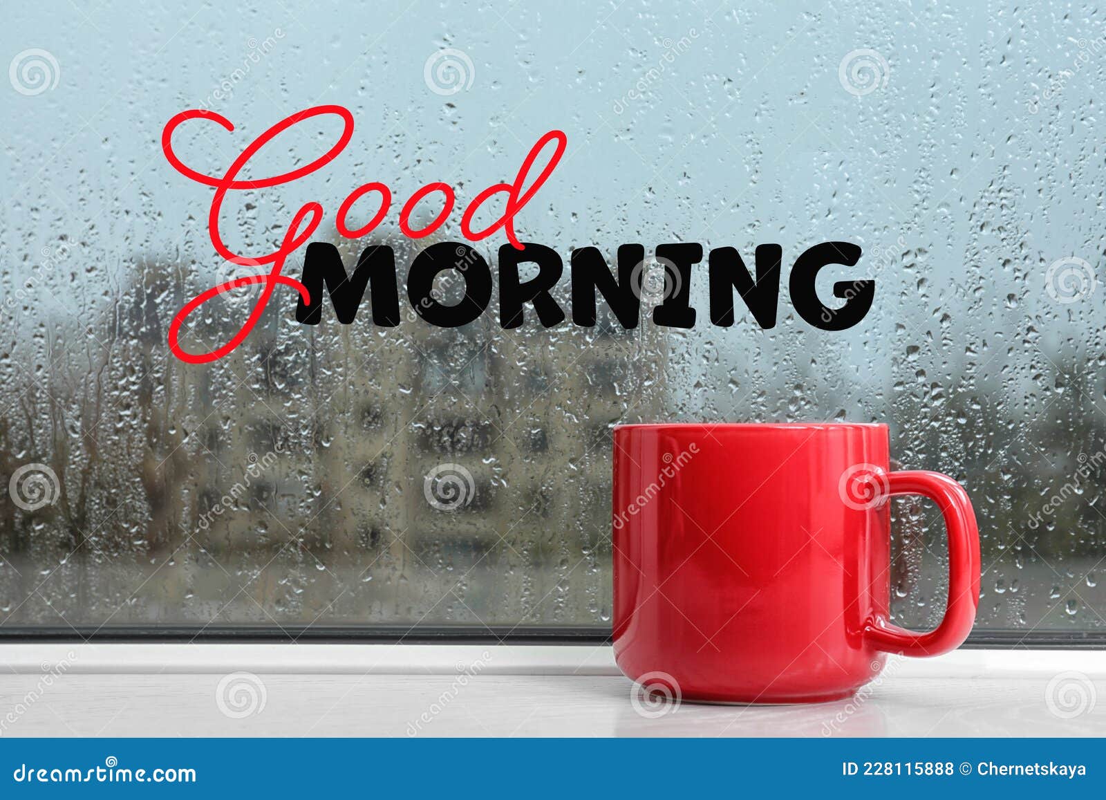Cup of Hot Drink on Windowsill. Good Morning Stock Photo - Image ...