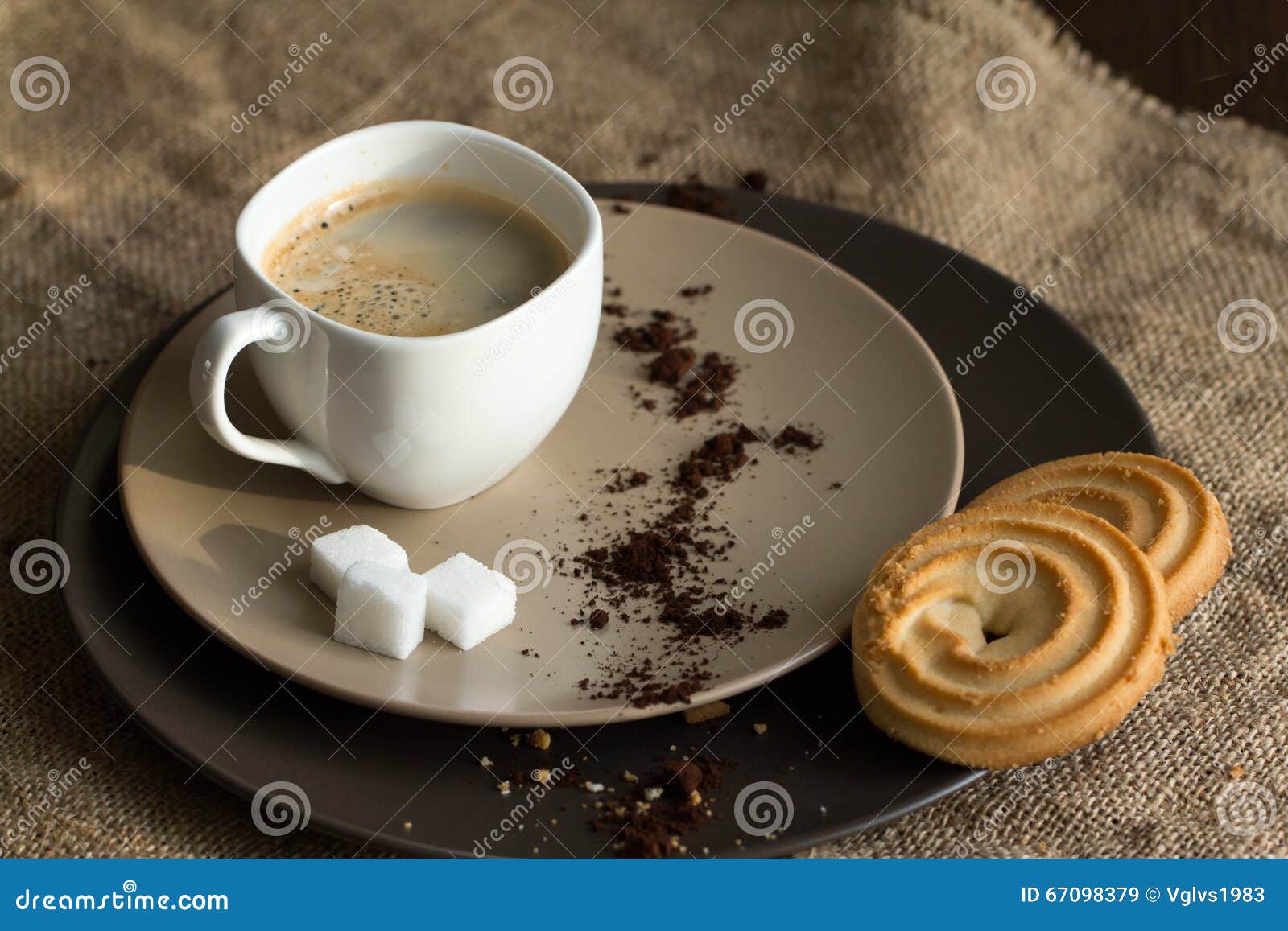 Cup of Hot Espresso Coffee, and Cookie Stock Image - Image of aroma ...