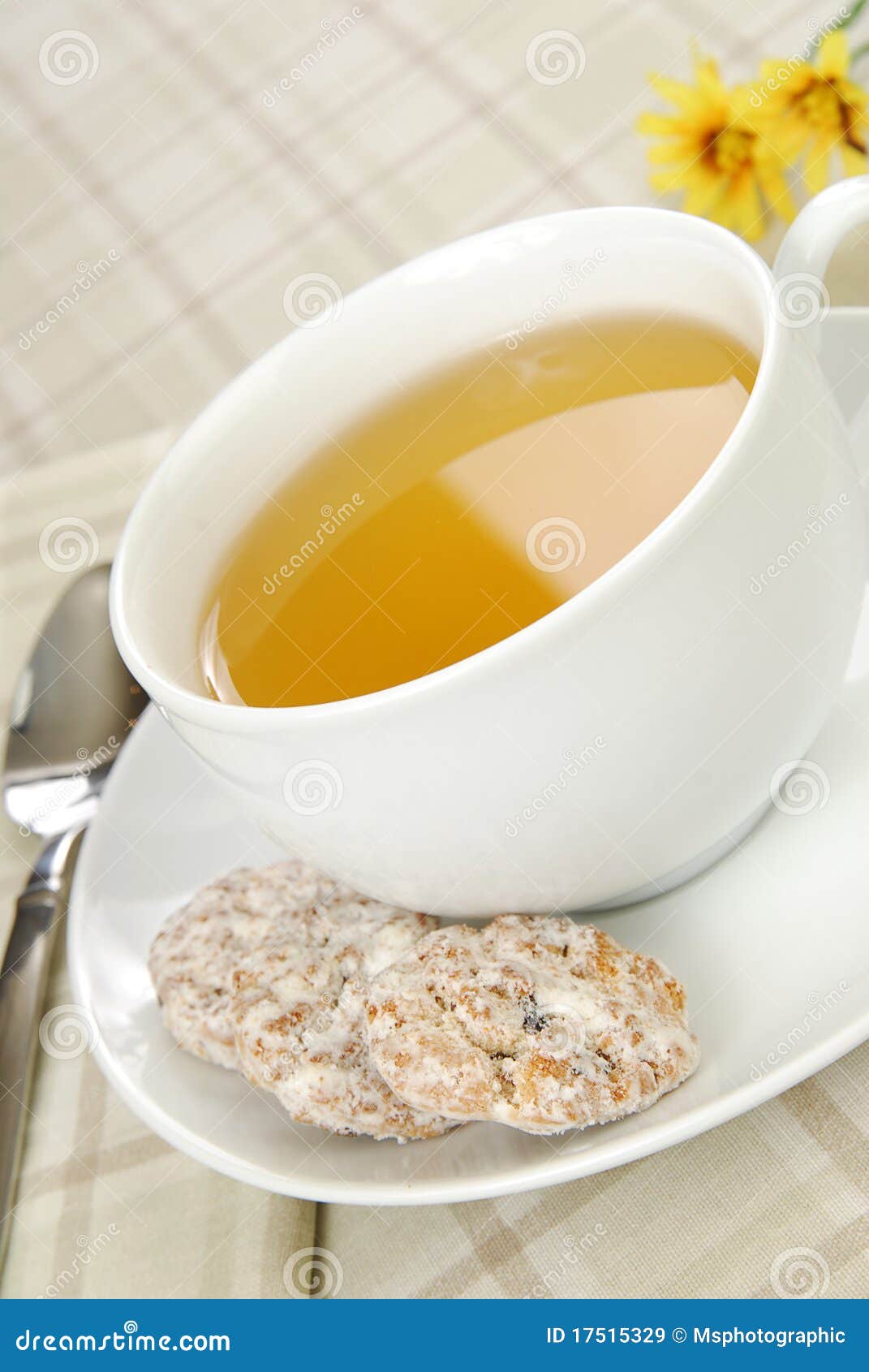 Cup of hot green tea stock image. Image of beverage, cookies 17515329