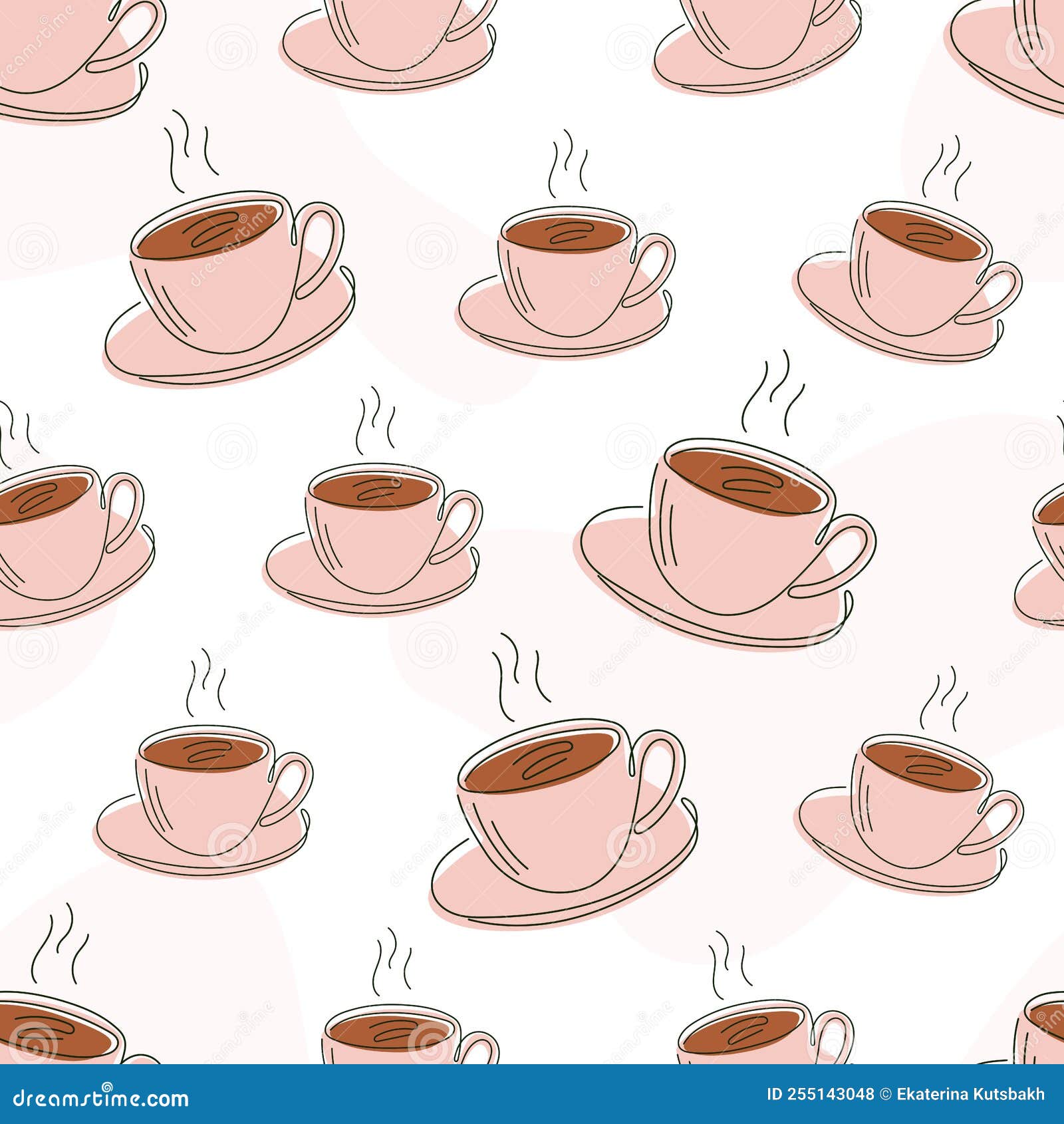 Cup of Hot Tea or Coffee, Illustration in Line Art Style, Endless Line