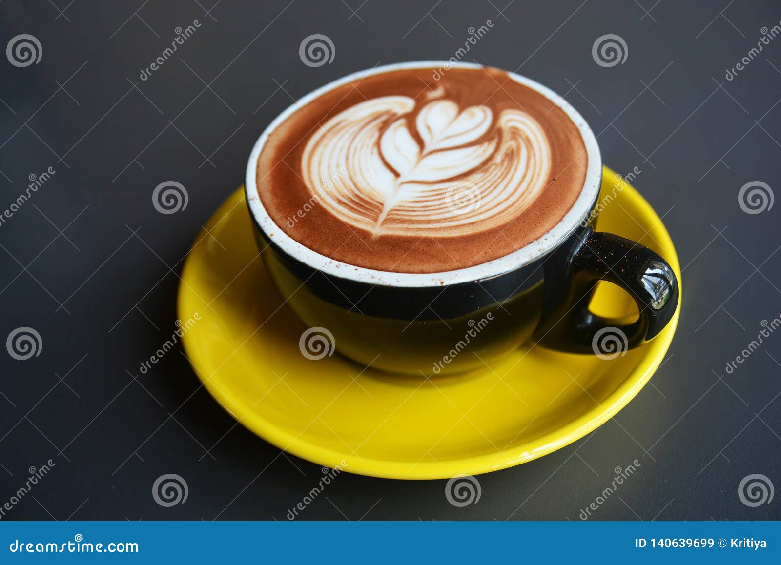 A Cup of Latte Art Coffee on the Table at Coffee Shop Stock Image Image of coffee, grain