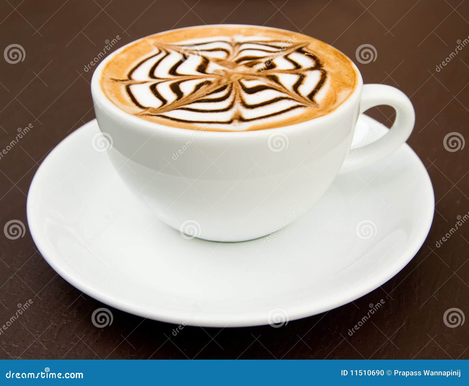 a cup of latte-art hot coffee