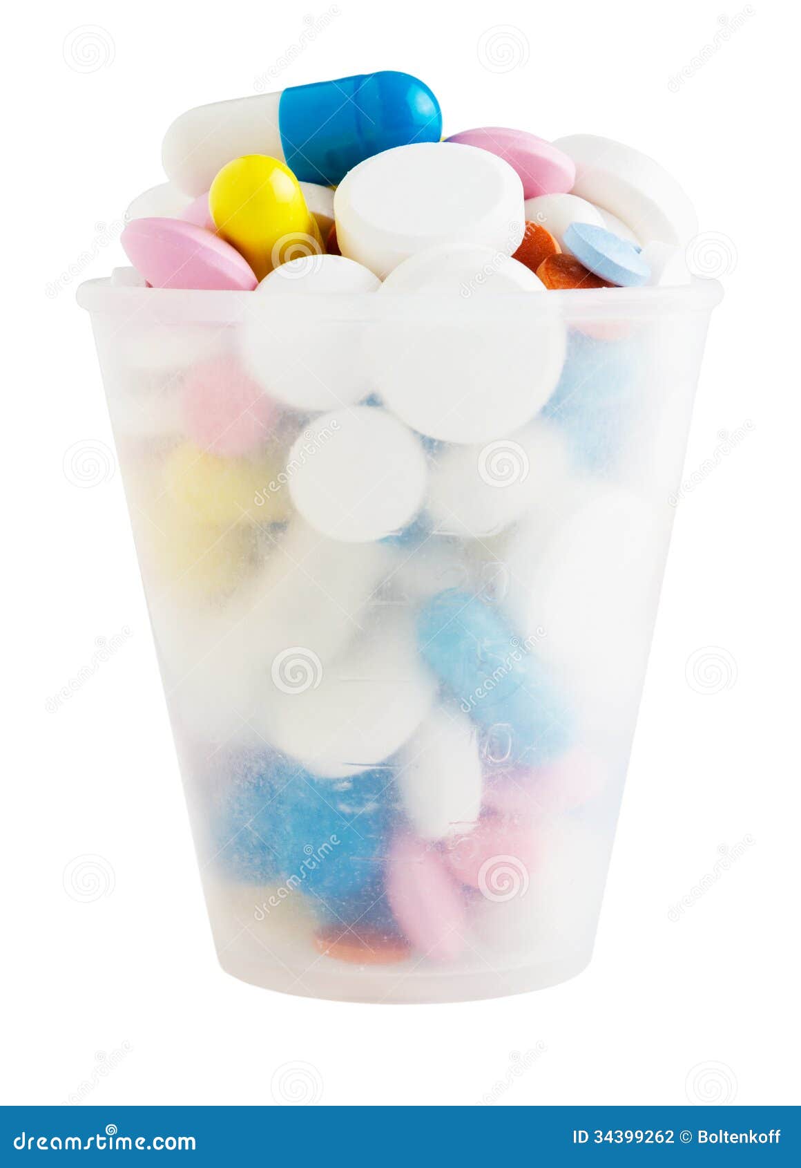 Cup for Medication with Colorful Pills Stock Photo Image of
