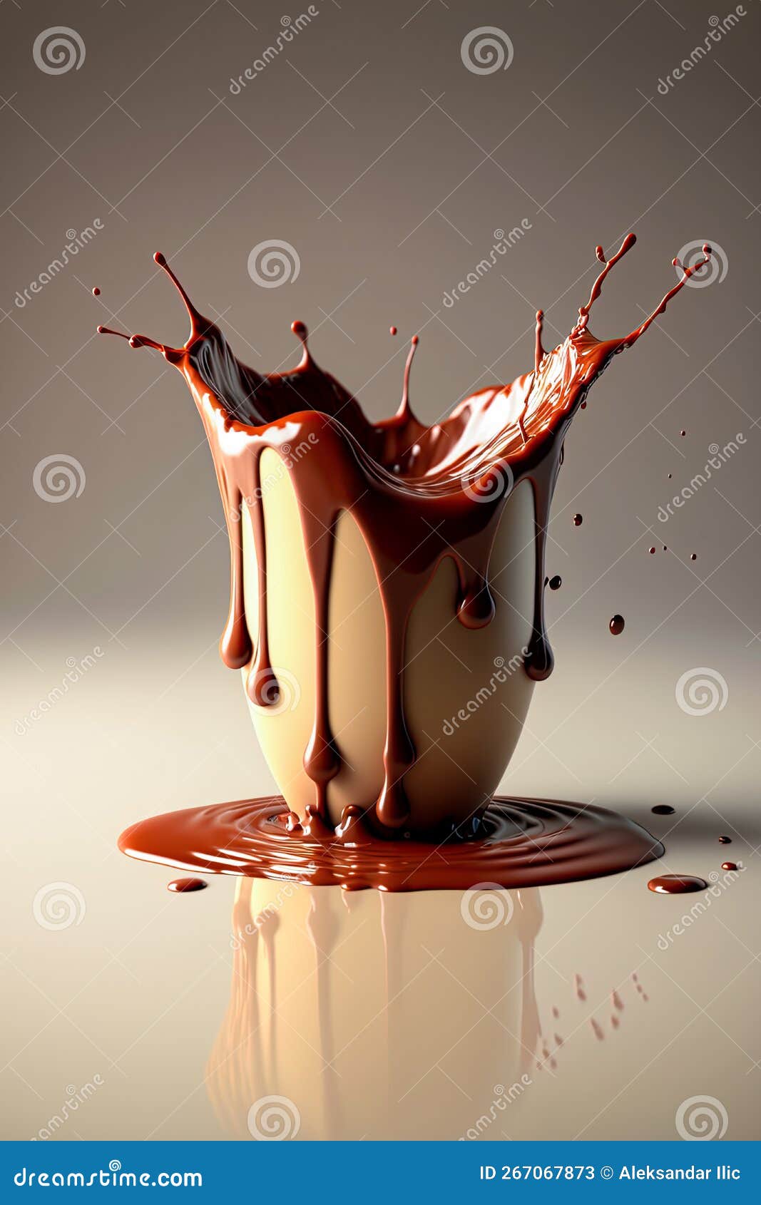 Cup of Melting, Drizzling, Splashing Hot Brown Chocolate. Ai Generative