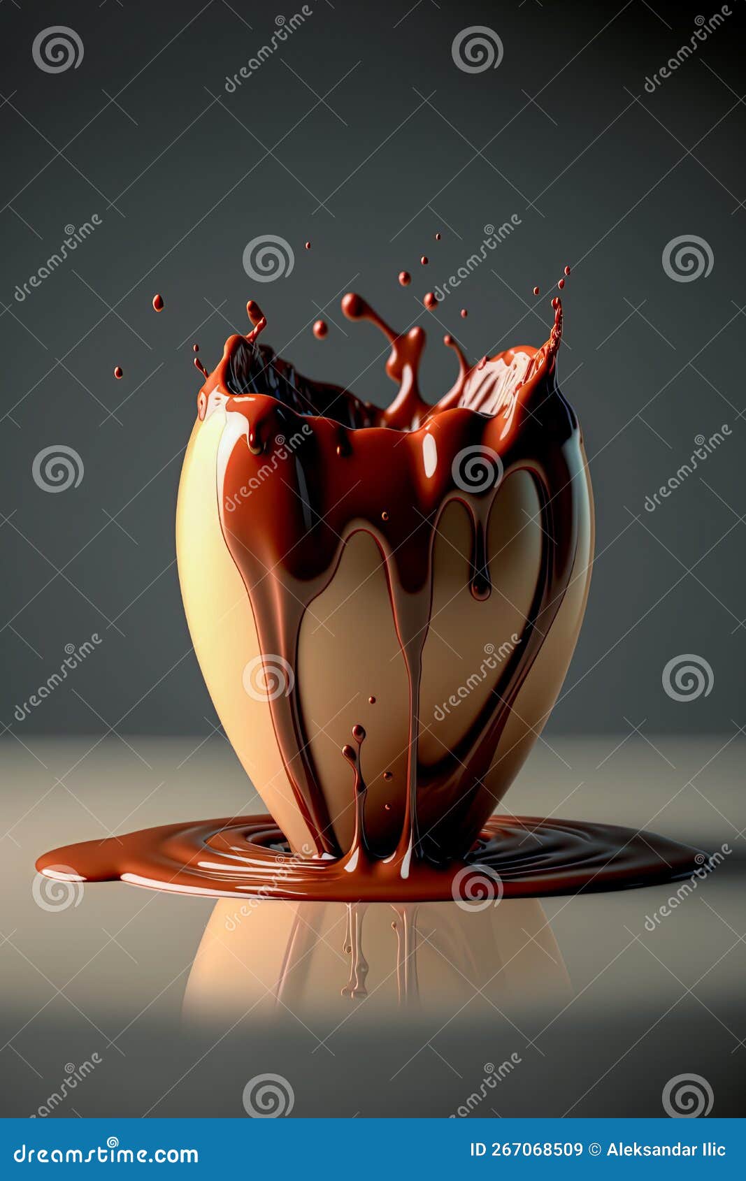 Cup of Melting, Drizzling, Splashing Hot Brown Chocolate. Ai Generative