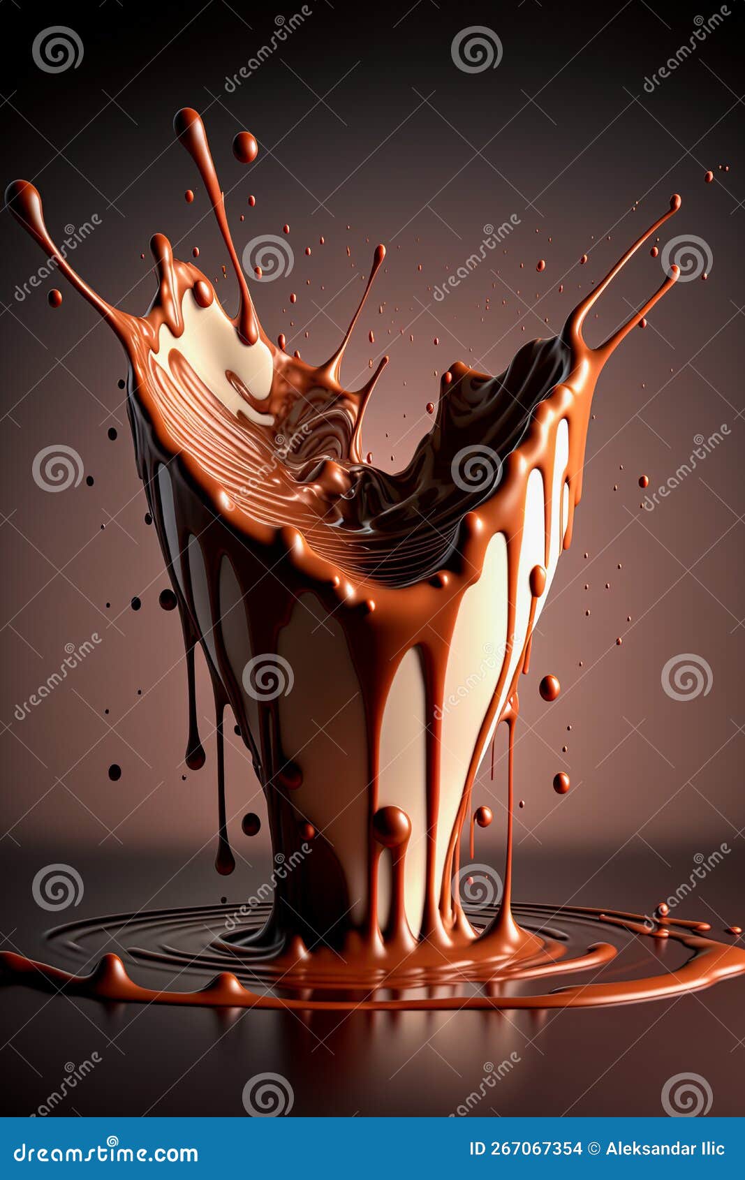 Cup of Melting, Drizzling, Splashing Hot Chocolate in a Shape of a