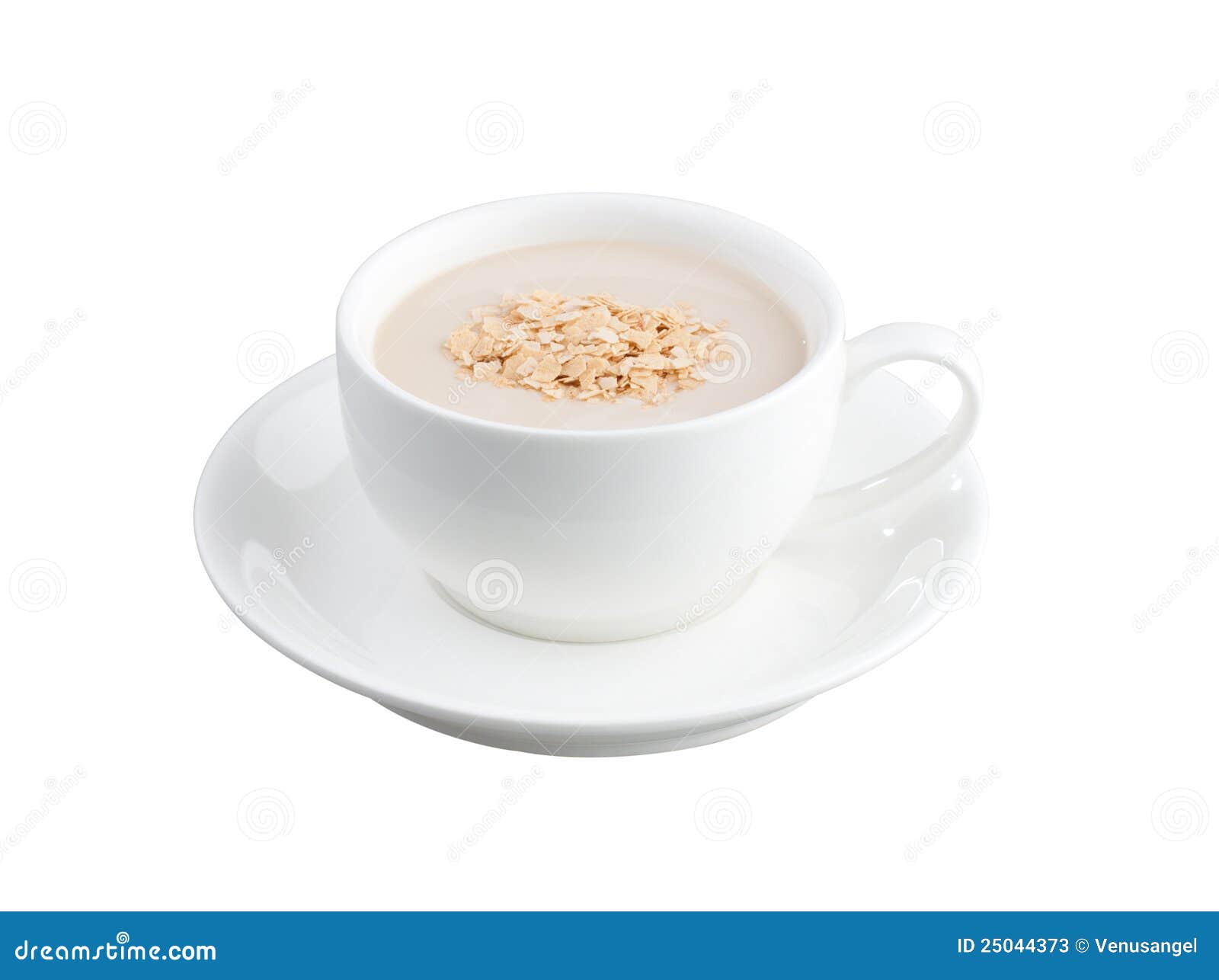 A cup of milk with cereal stock image. Image of organic 25044373