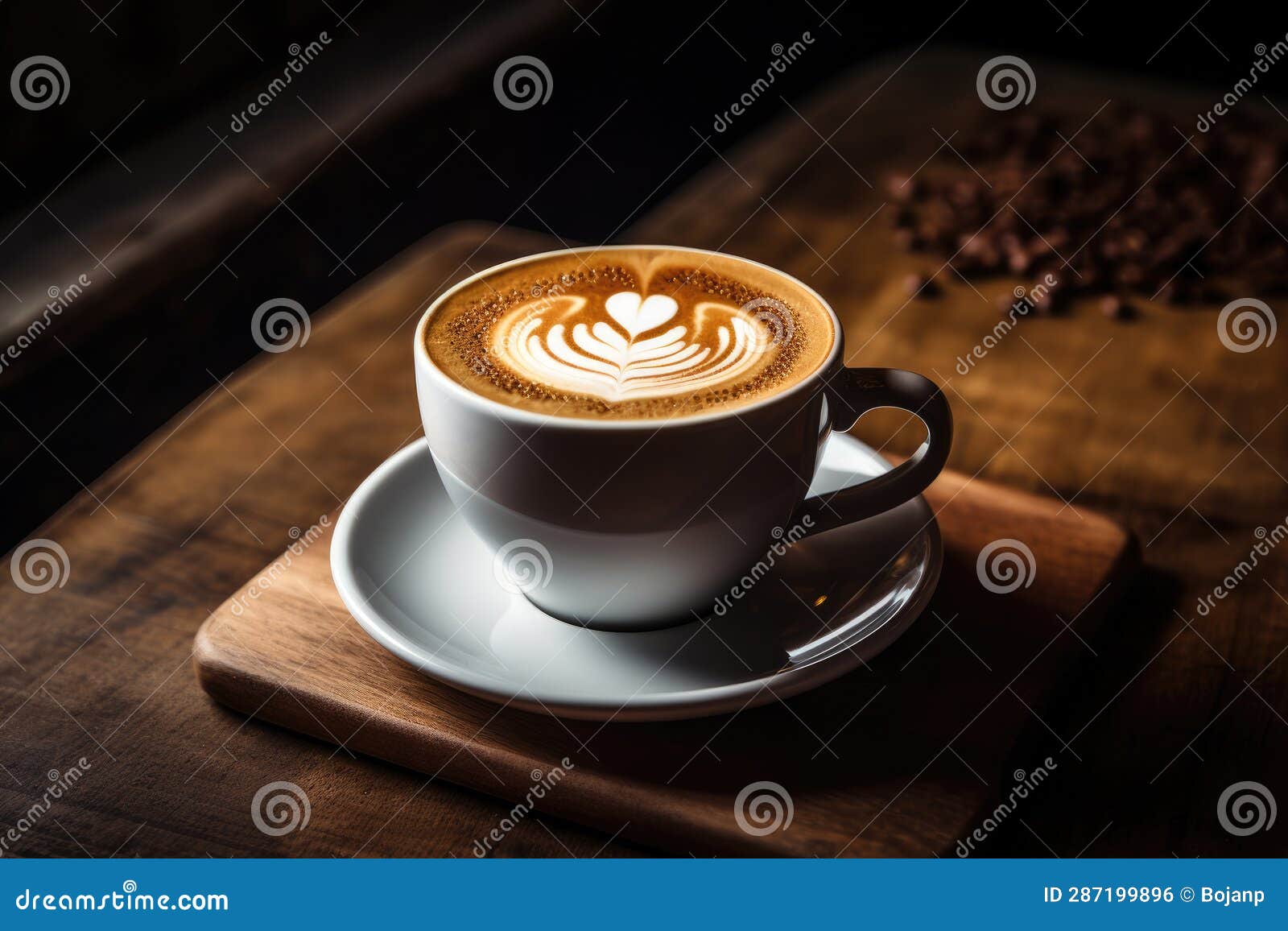 a cup of perfectly brewed cafee on a wooden rustic table. ai generated