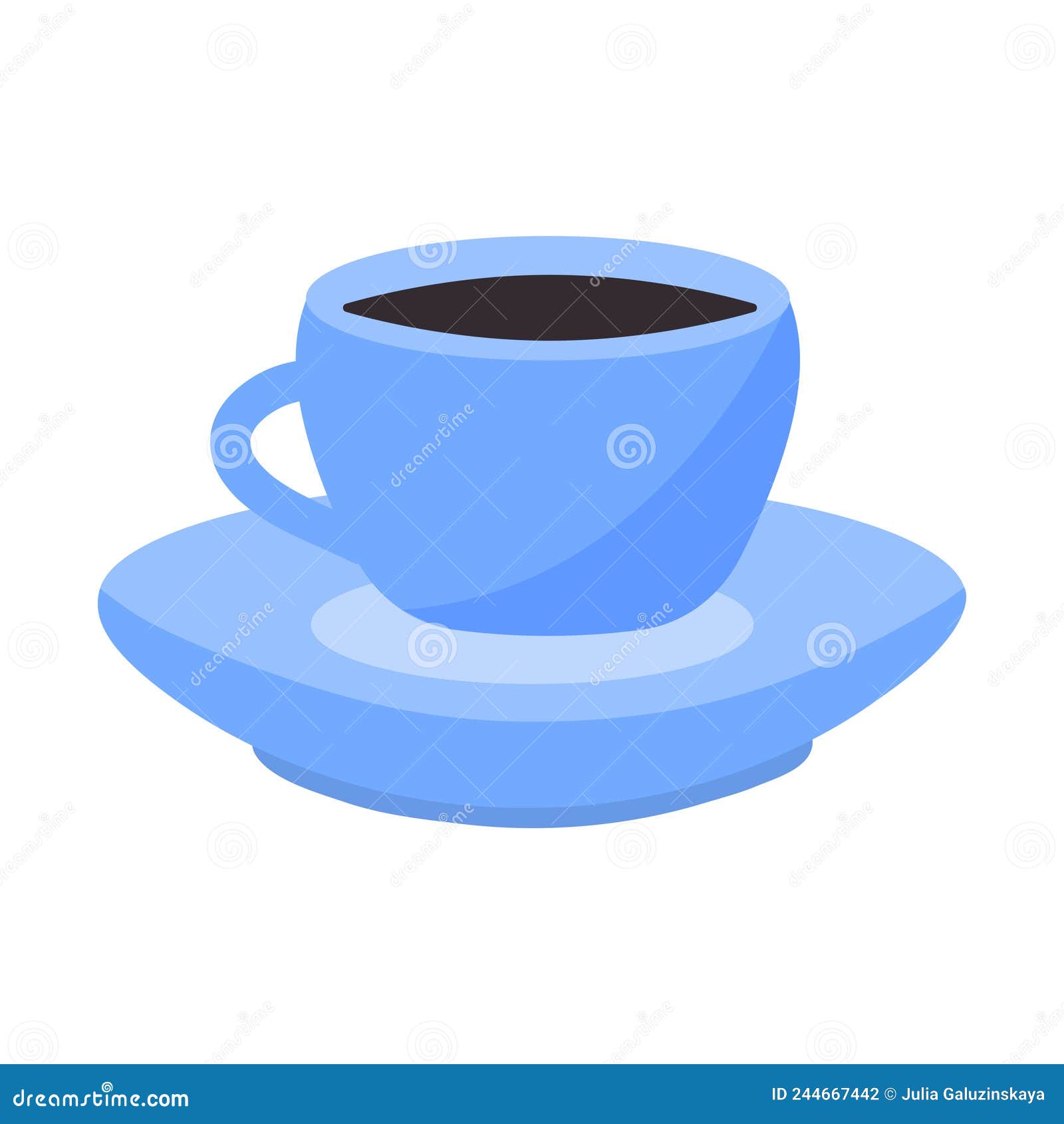 Cup with Saucer in Flat Design Style. Stock Vector Illustration of
