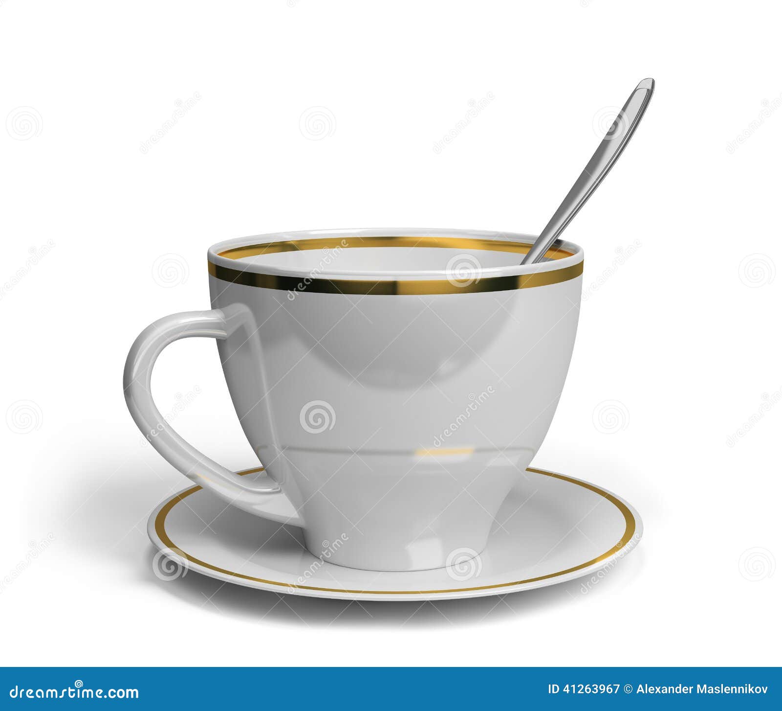 Cup, saucer and spoon stock illustration. Illustration of ceramic