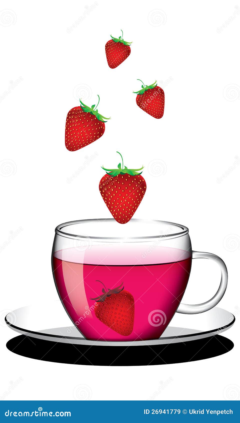 Cup of Strawberry Tea Vector Stock Vector Illustration of break