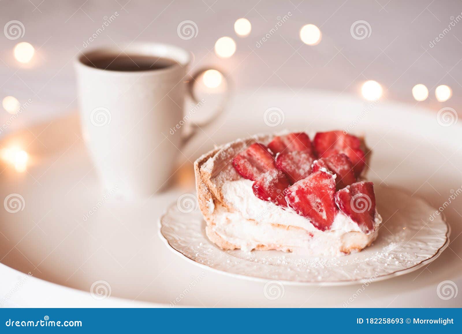 Cup of Tea with Cake Closeup Stock Image - Image of pastry ...