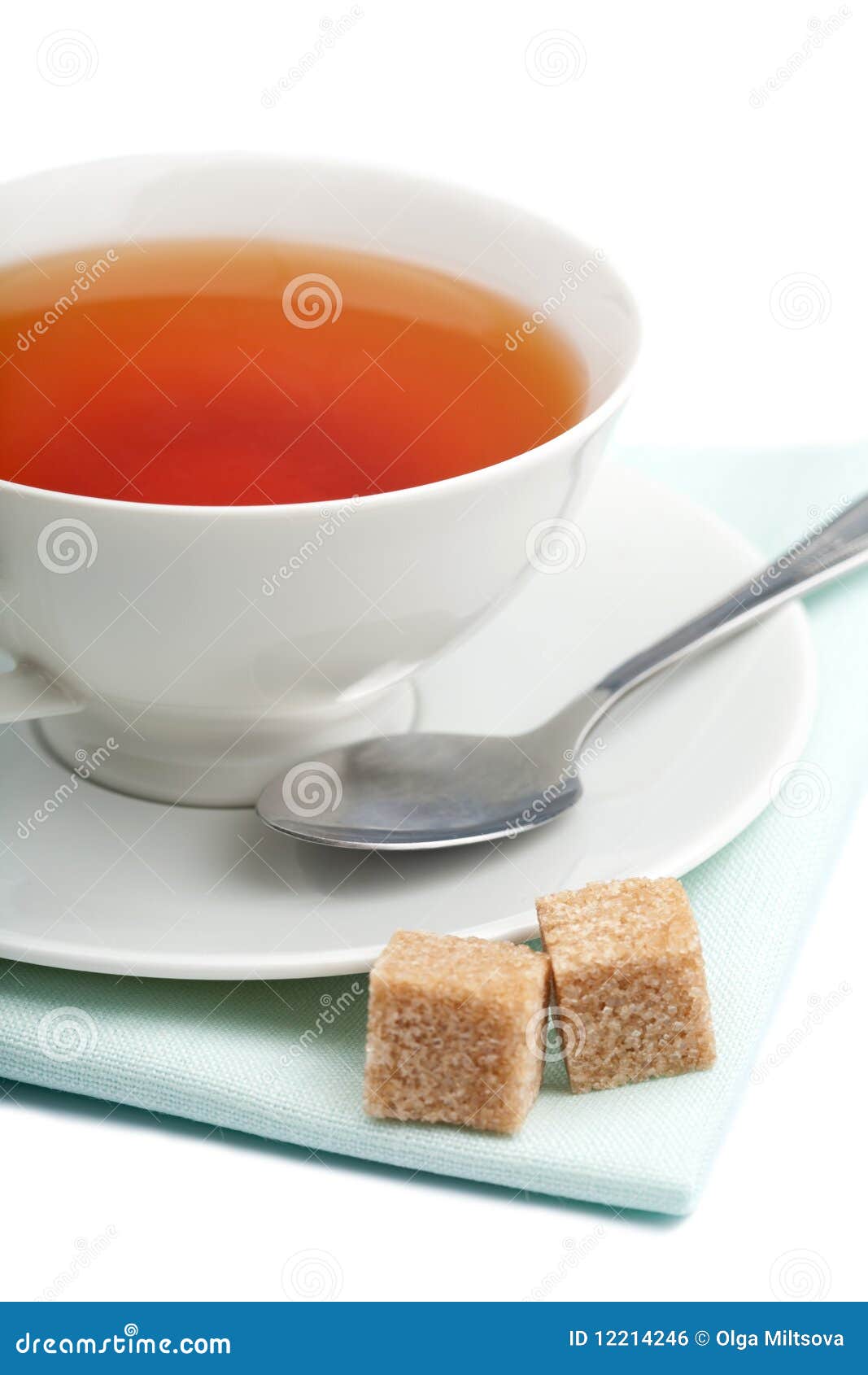Cup of Tea and Cane Sugar Isolated Stock Photo Image of fresh