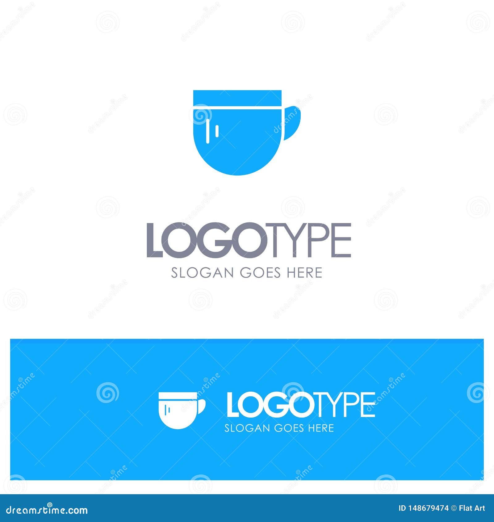 Cup, Tea, Coffee, Basic Blue Solid Logo with Place for Tagline Stock Vector Illustration of