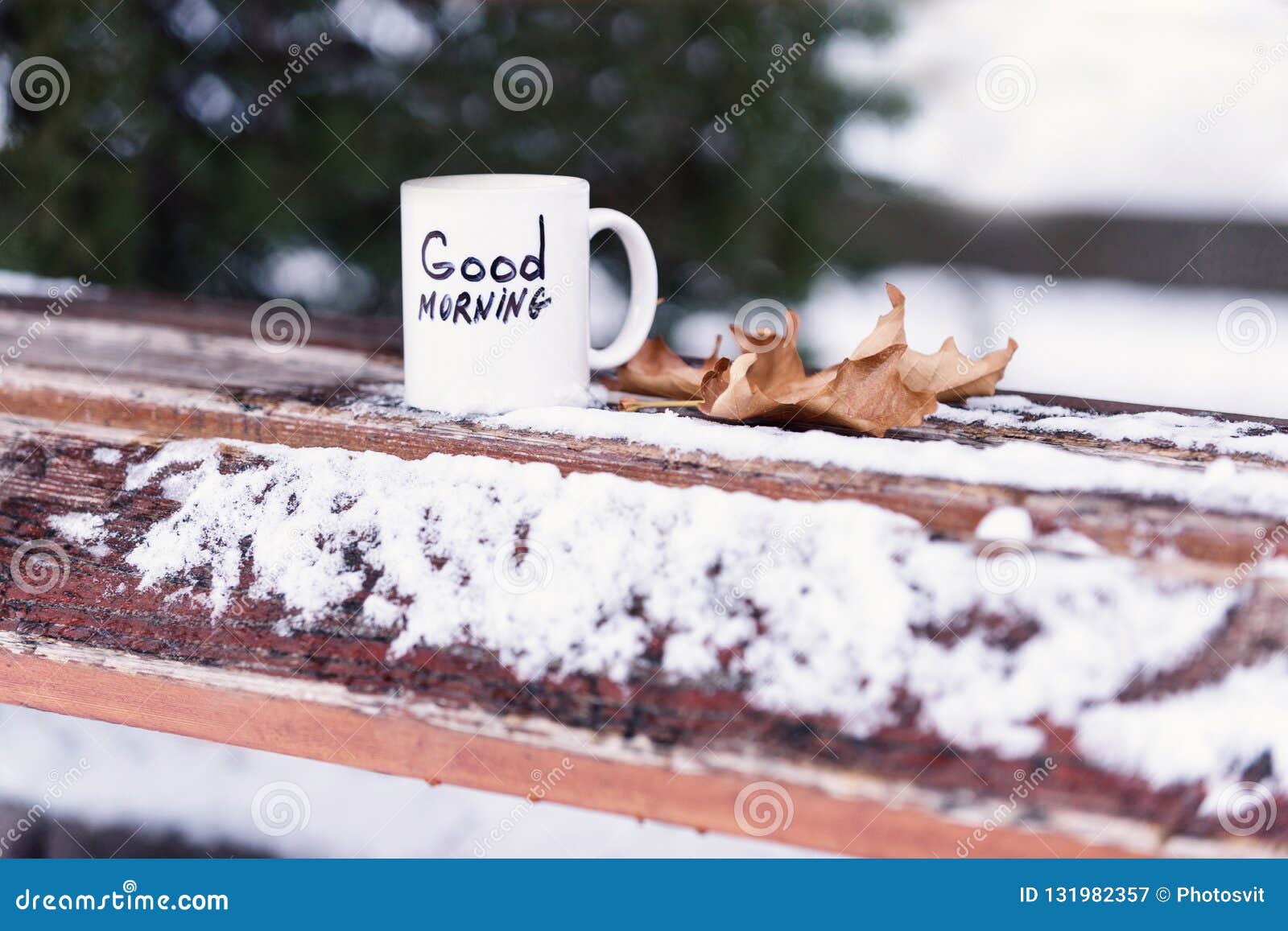 Cup Of Tea Or Coffee With Good Morning Inscription Stock Image