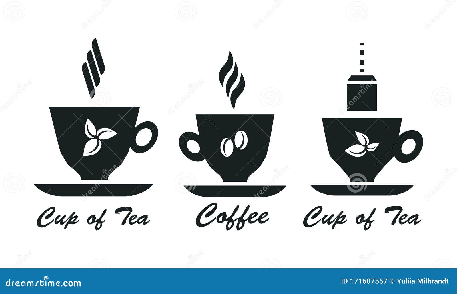 Cups Of Coffee And Tea Icon Set For The Logo Of A Cafe Coffee House Teahouses Silhouette Black And White Vector Isolated Illust Stock Illustration Illustration Of Illust Cappuccino