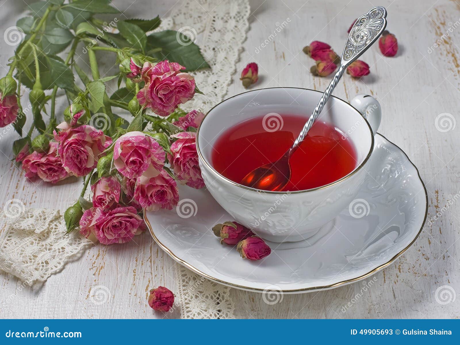 Cup of Tea with Dried Rose Buds Stock Image Image of organic, dried 49905693