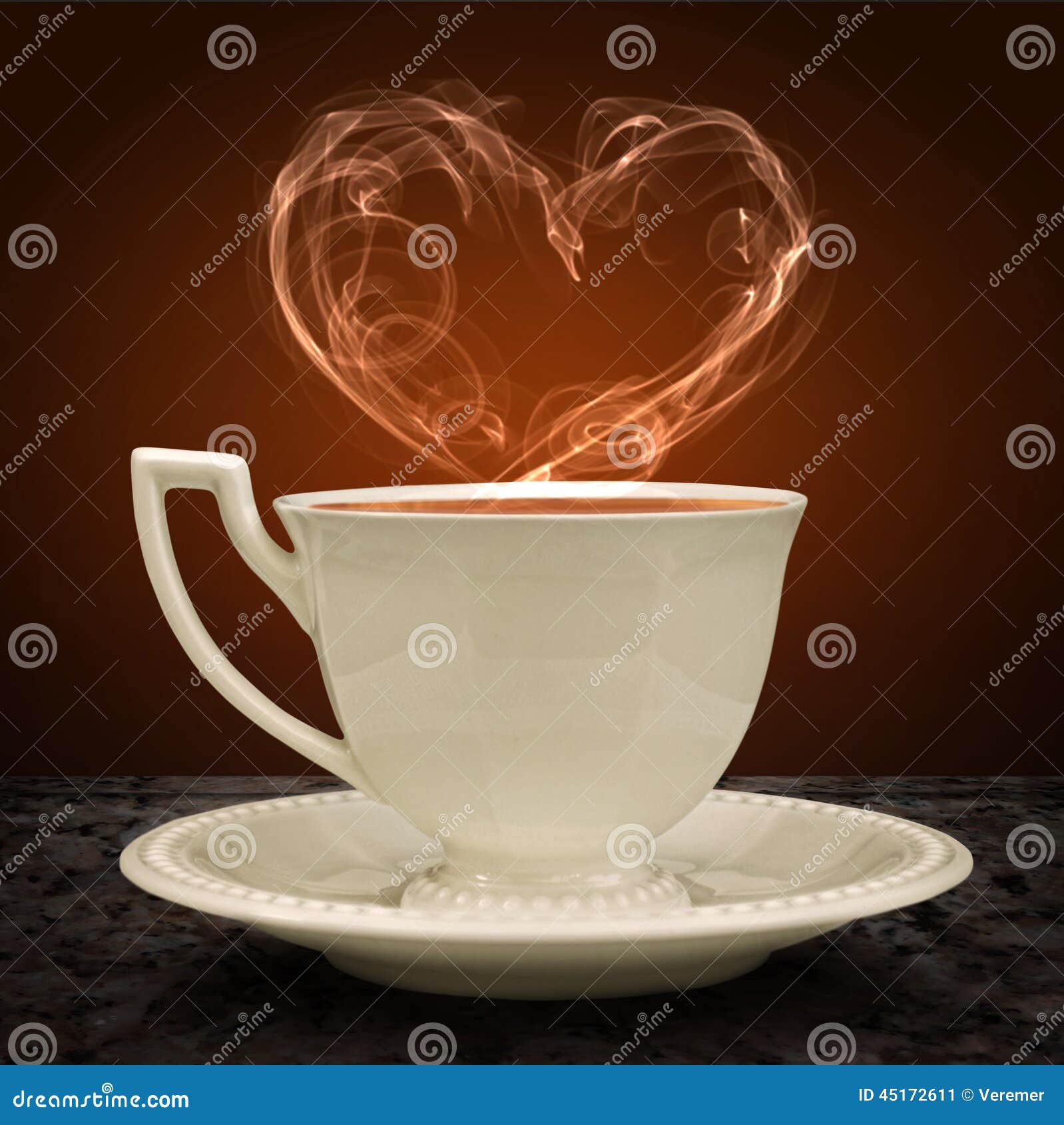 Cup of Tea and Heart with a Pair of Tea. Concept Graphic. Stock Image