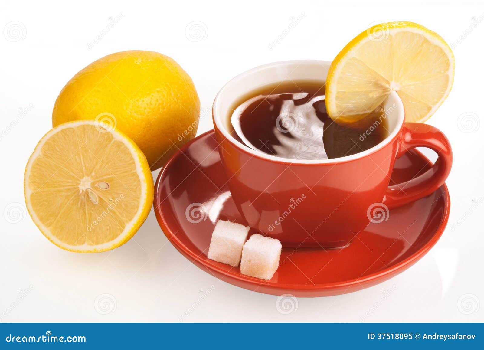 Cup of Tea with Lemon and Sugar Cubes Stock Image Image of dessert