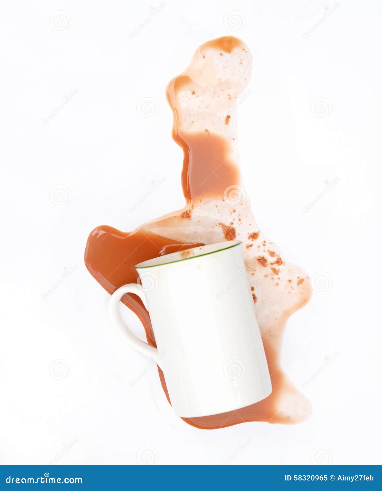 Cup of Tea Spilling on White Background Stock Image Image of