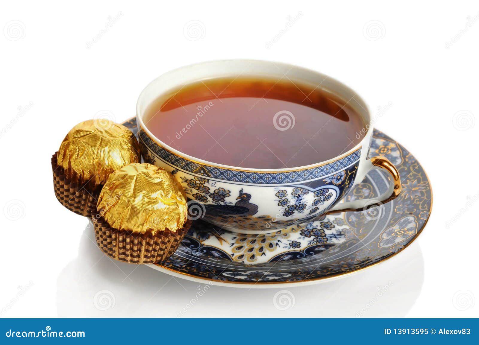 Cup of tea with sweets stock image. Image of morning 13913595