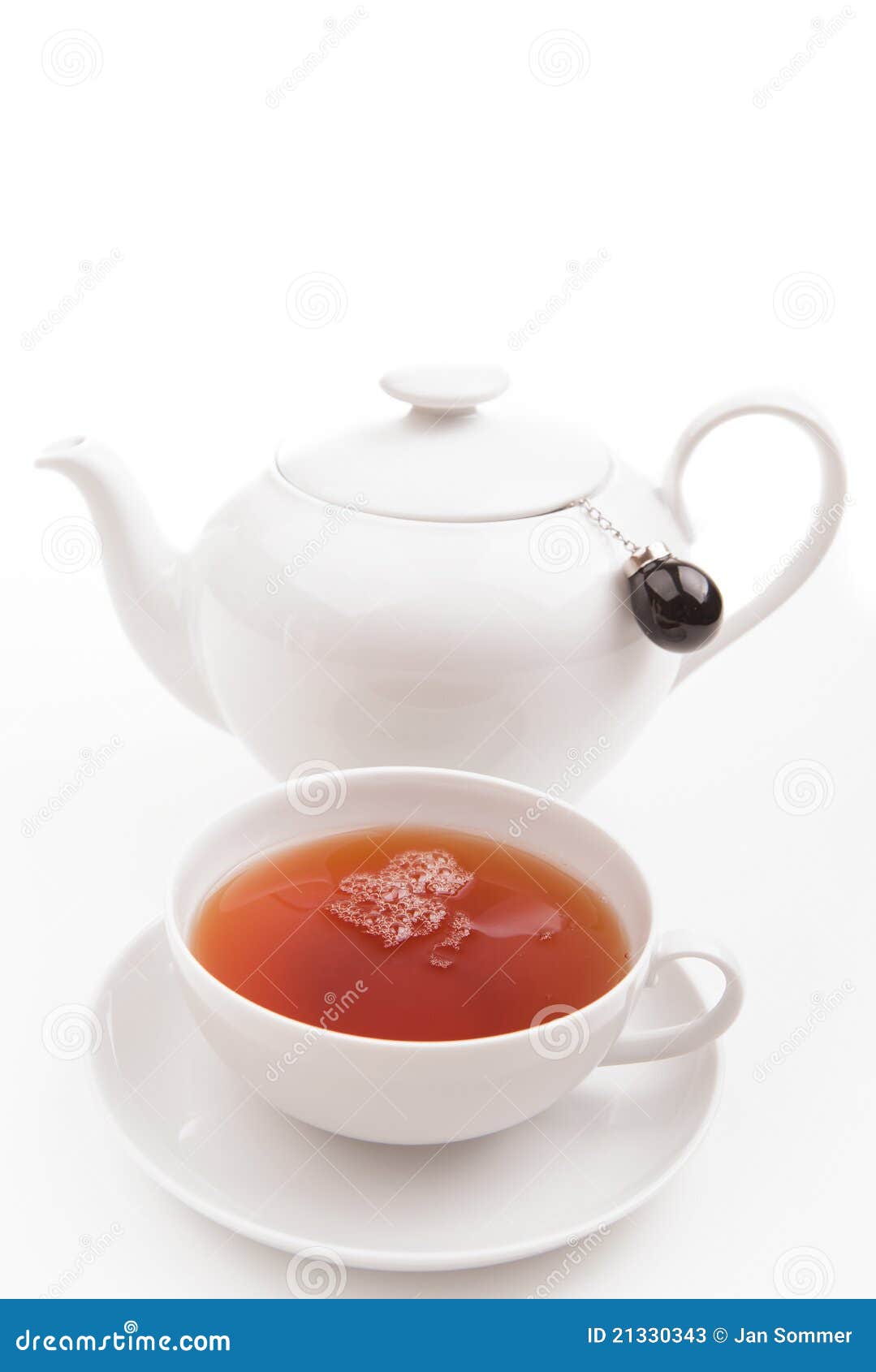 Cup of tea with tea pot stock image. Image of morning 21330343