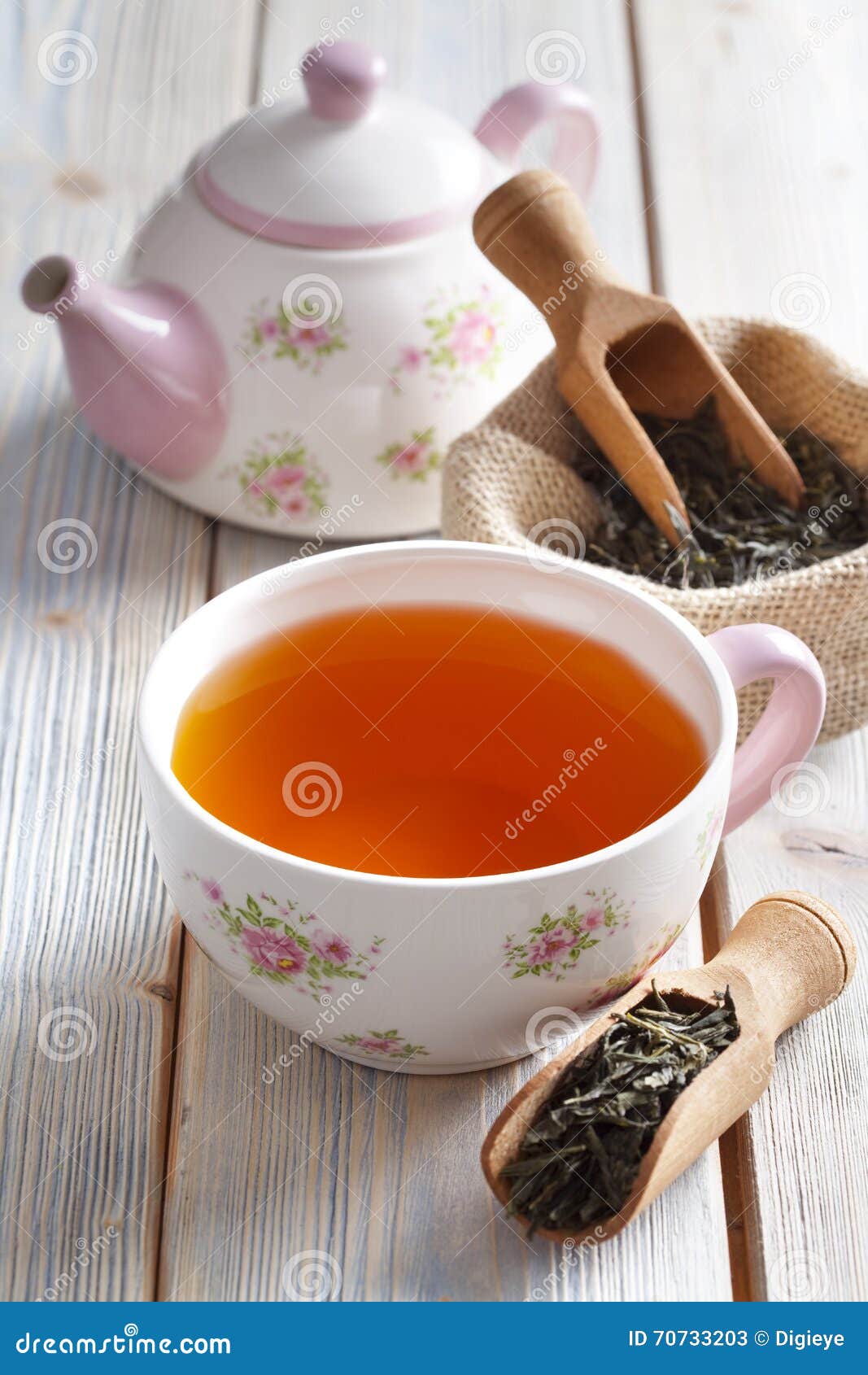Cup of Tea, Teapot and Dried Tea Leaves Stock Image Image of dried
