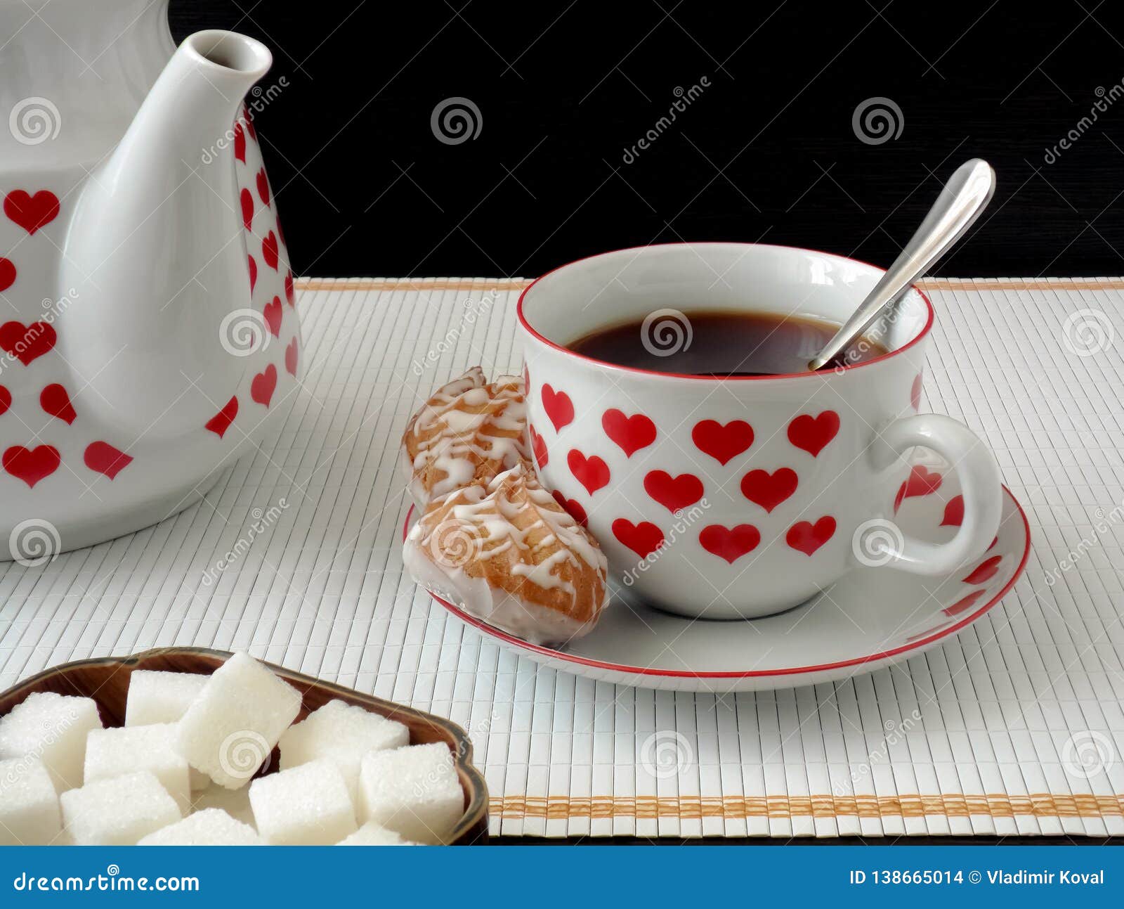 A Cup of Tea and a Teapot with a Heart Image Stock Photo Image of